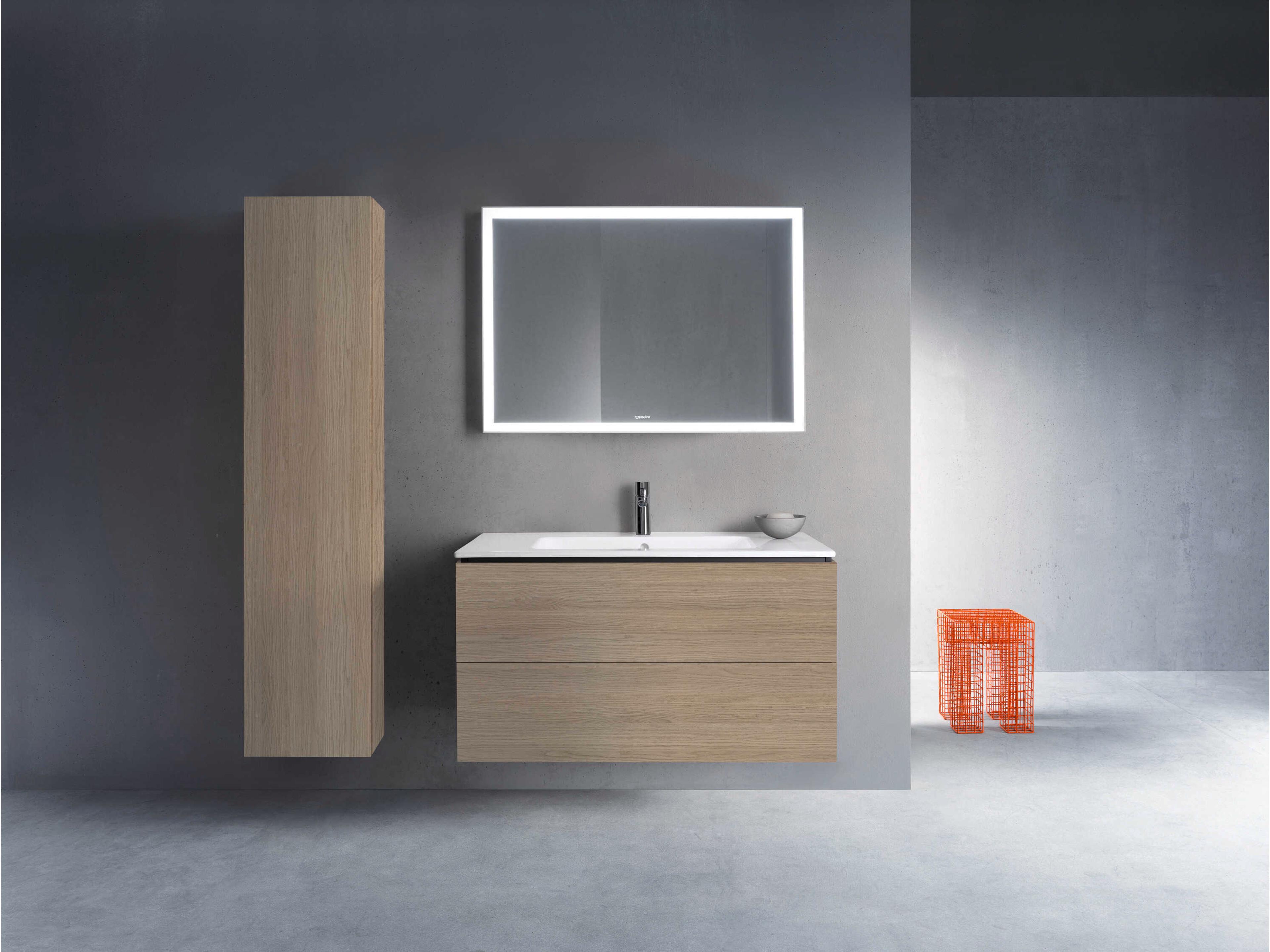 Duravit L-cube 40'' Two Drawer Oak Terra Matt Wall-Mounted Vanity Unit