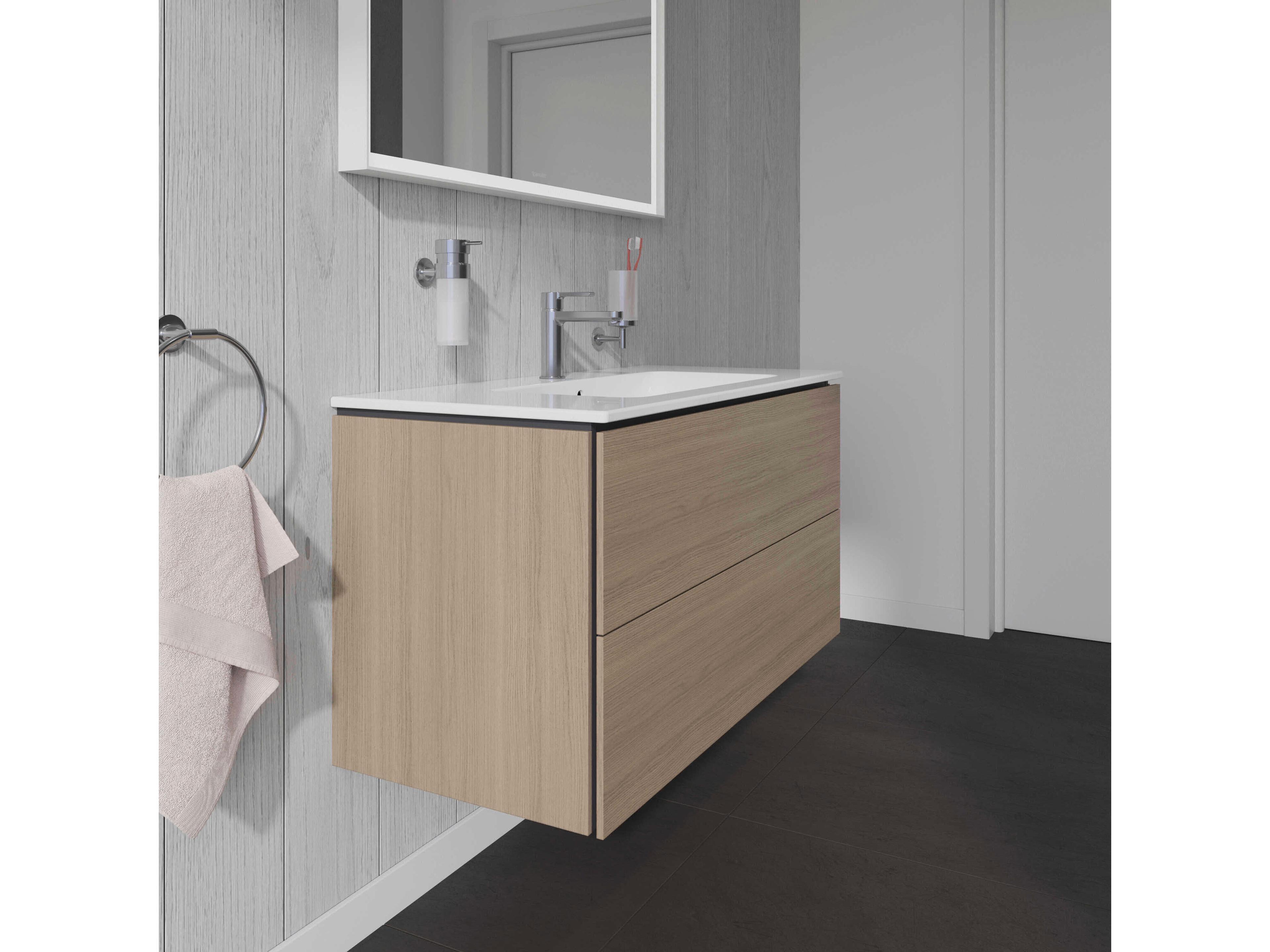 Duravit L-cube 40'' Two Drawer Oak Terra Matt Wall-Mounted Vanity Unit