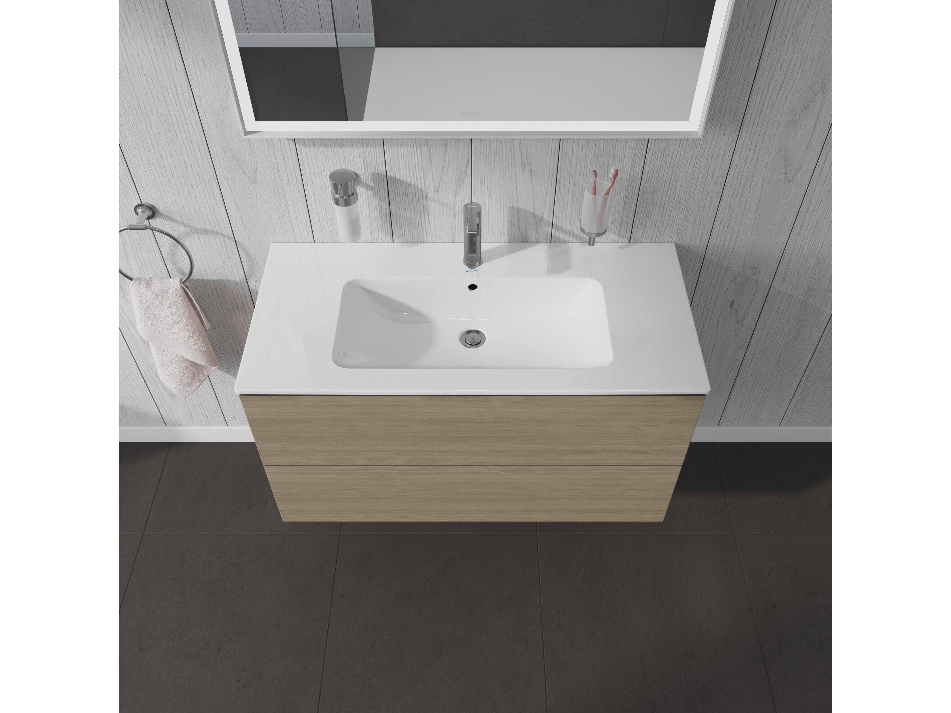 Duravit L-cube 40'' Two Drawer Oak Terra Matt Wall-Mounted Vanity Unit