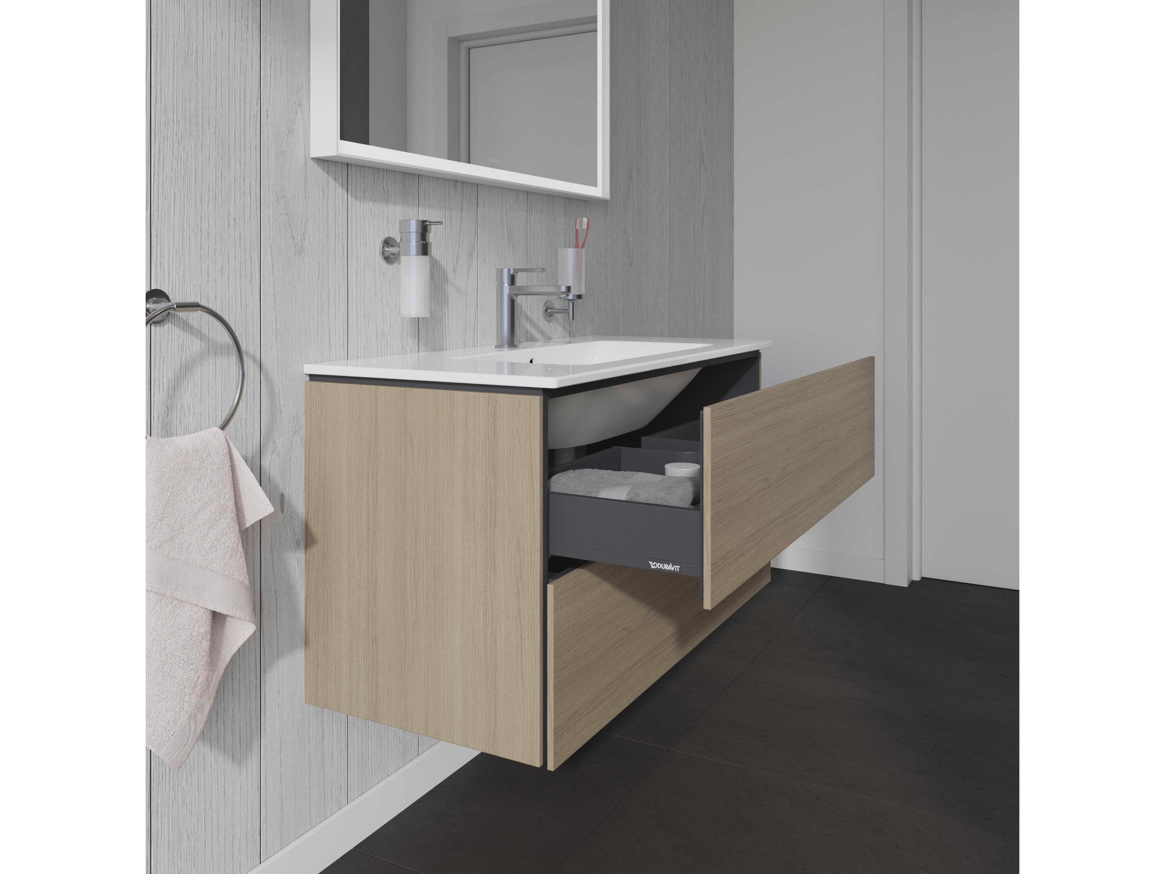 Duravit L-cube 40'' Two Drawer Oak Terra Matt Wall-Mounted Vanity Unit