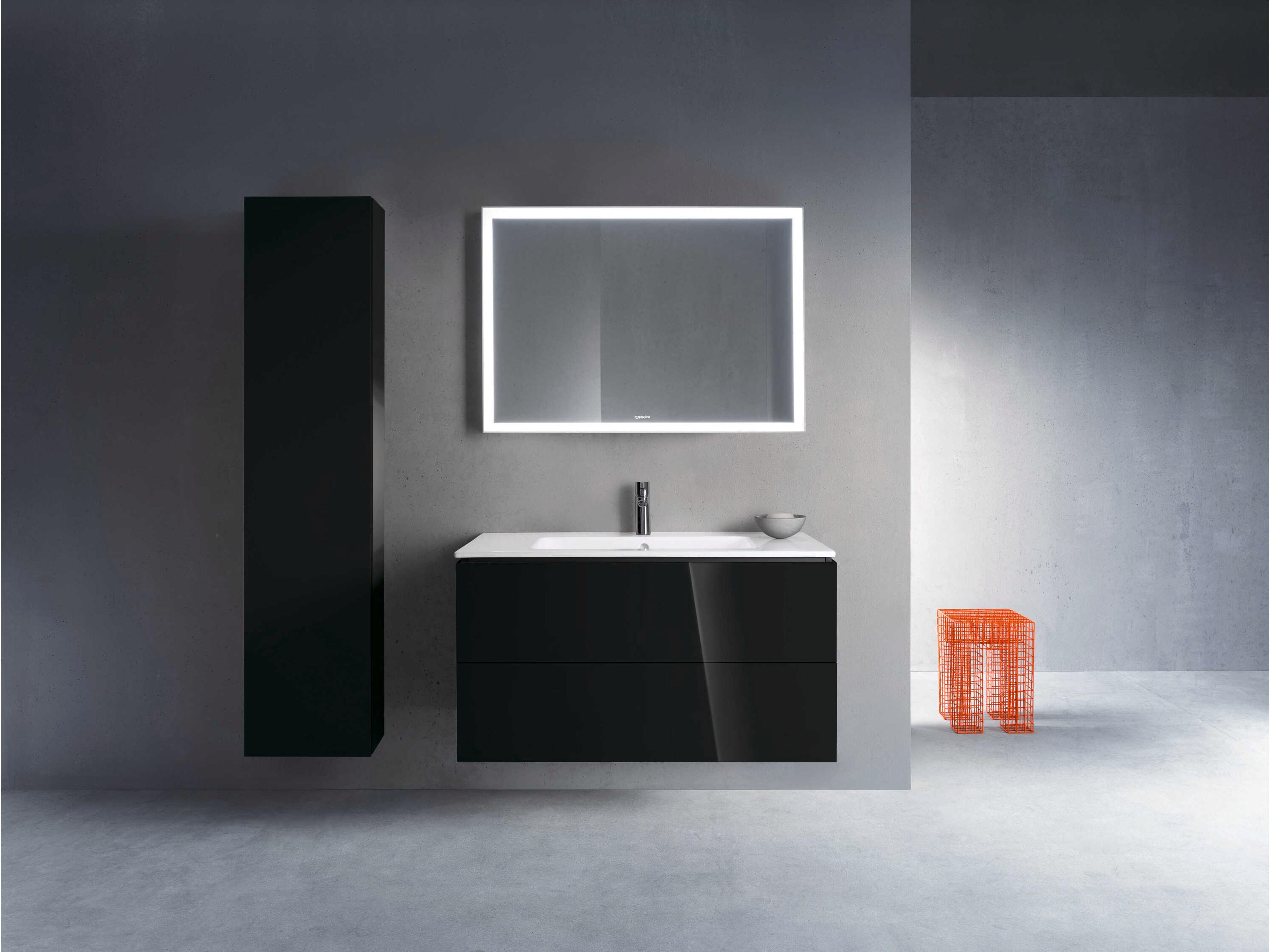Duravit L-cube 40'' Two Drawer Black High Gloss Wall-Mounted Vanity Unit