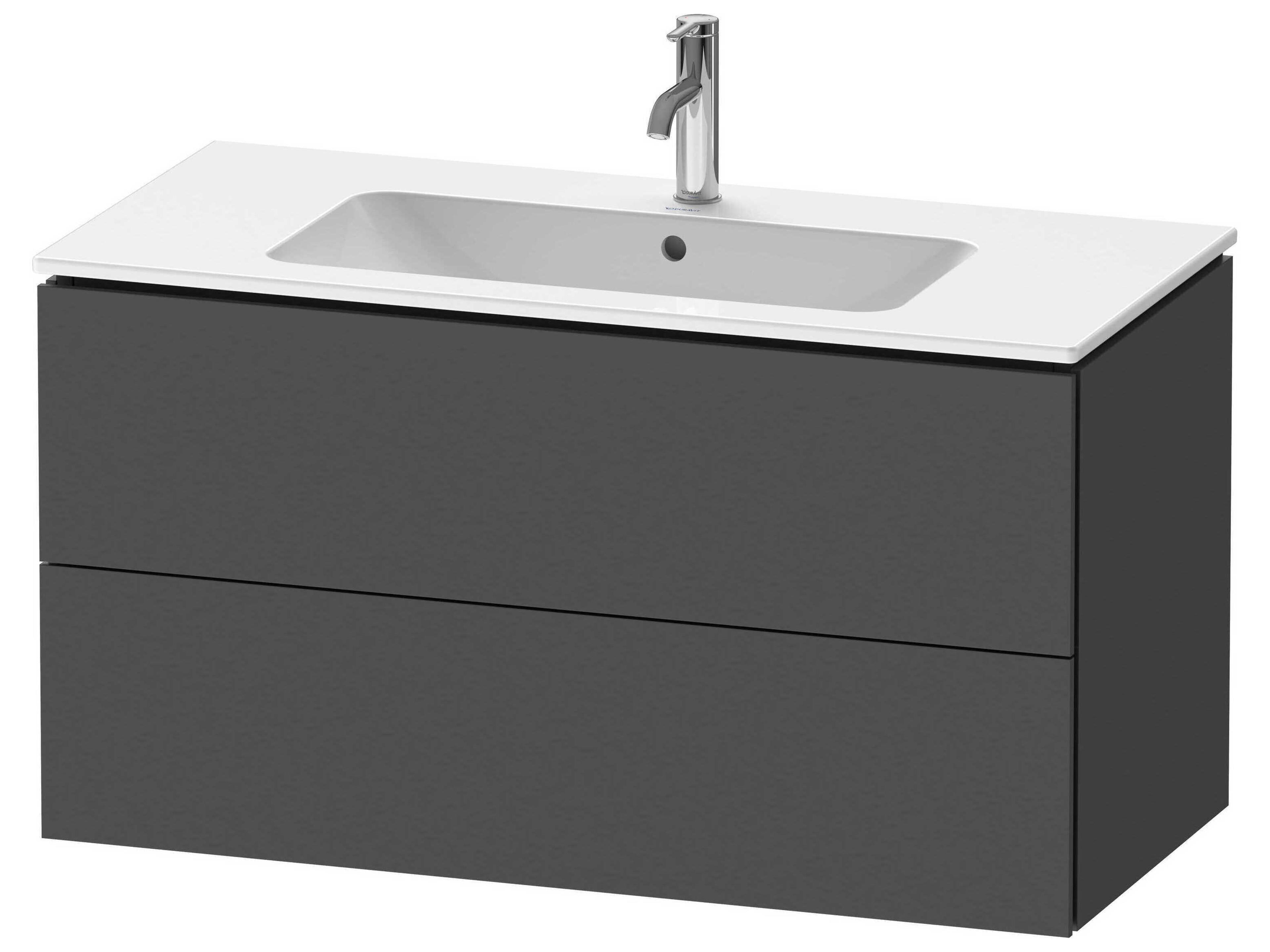 L-cube 40'' Two Drawer Graphite Matt Wall-Mounted Vanity Unit