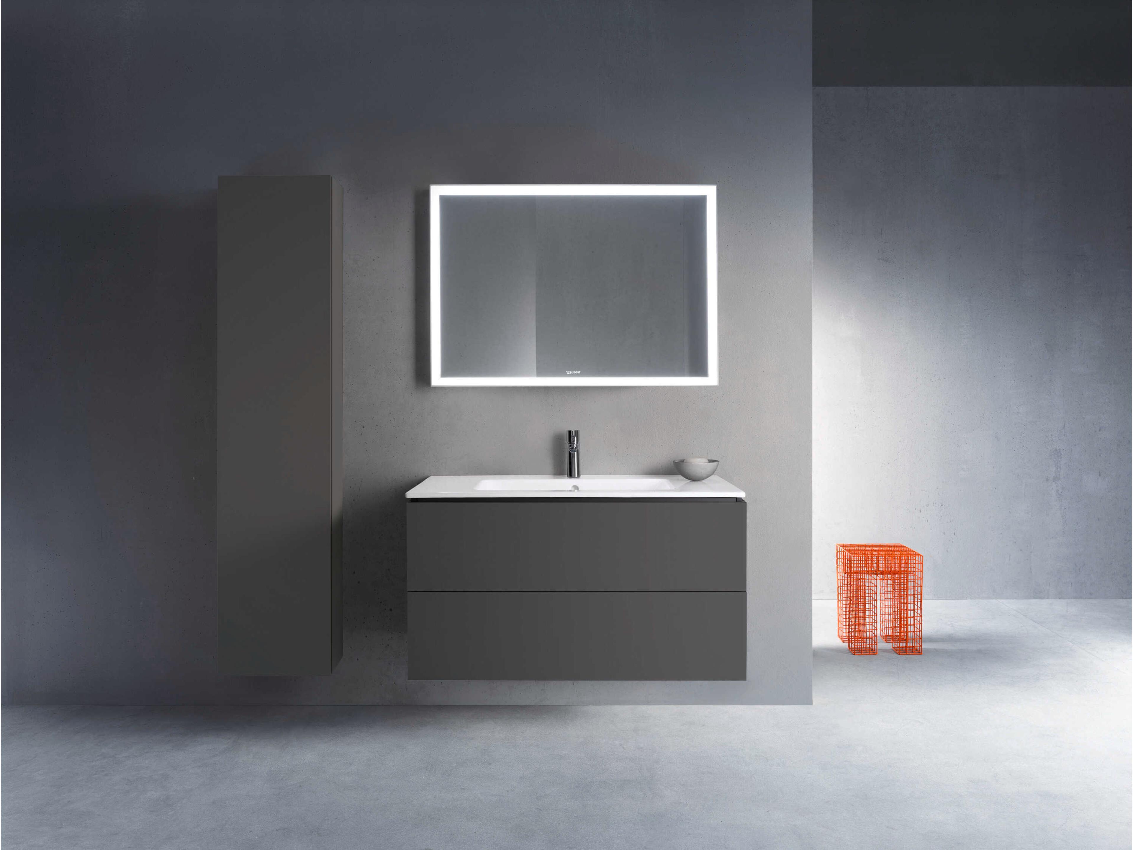 Duravit L-cube 40'' Two Drawer Graphite Matt Wall-Mounted Vanity Unit