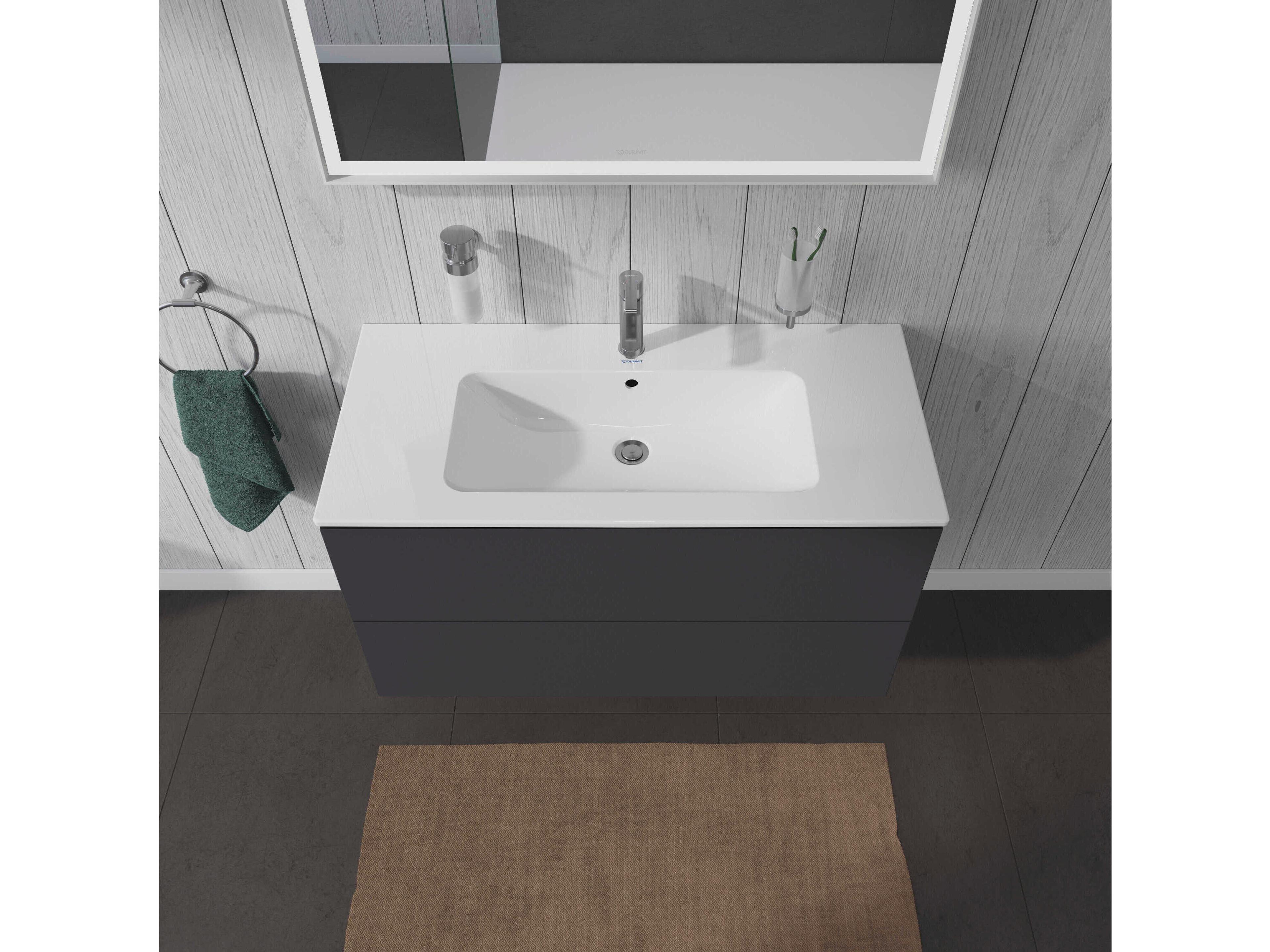 Duravit L-cube 40'' Two Drawer Graphite Matt Wall-Mounted Vanity Unit