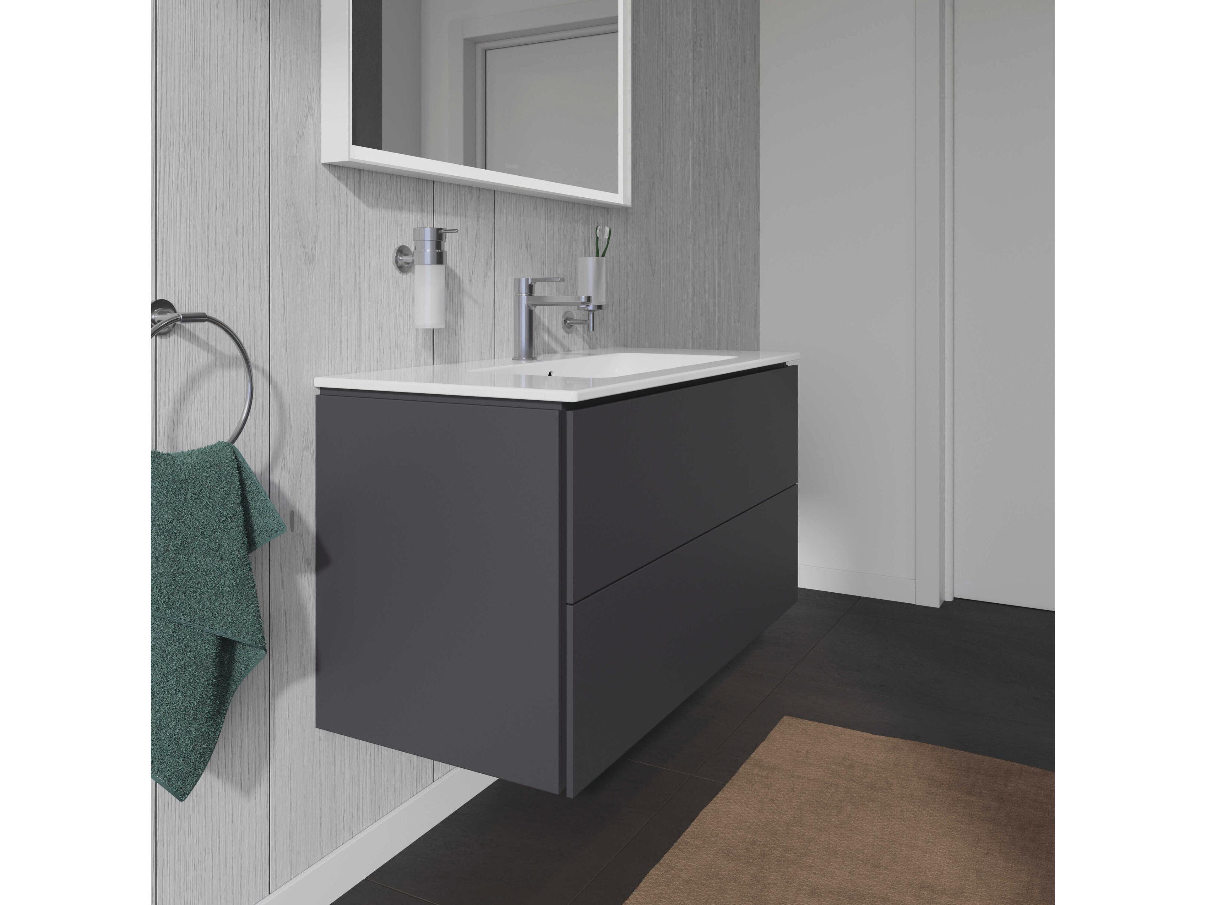 Duravit L-cube 40'' Two Drawer Graphite Matt Wall-Mounted Vanity Unit
