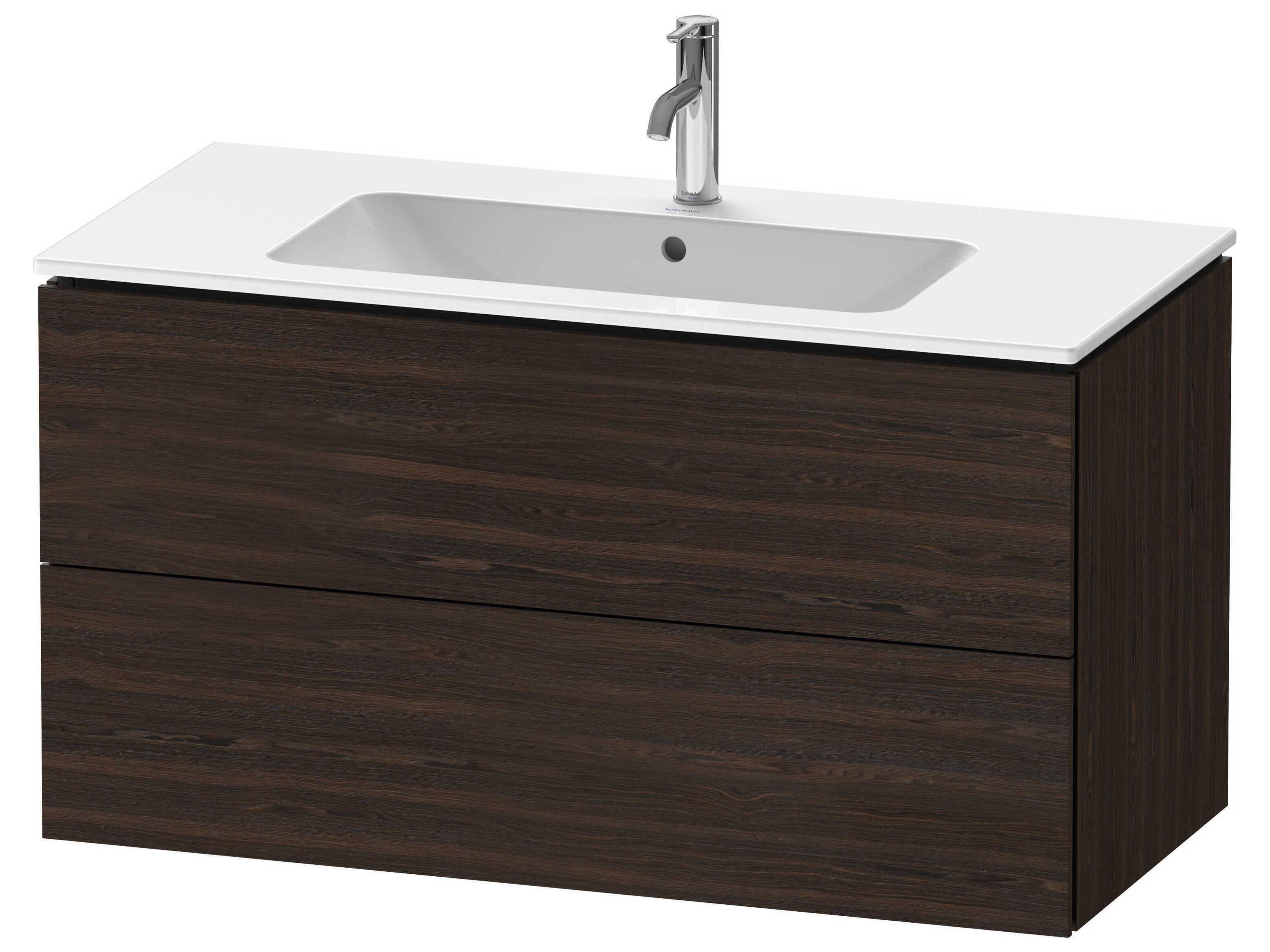 Duravit L-cube 40'' Two Drawer Walnut (Brushed) Matt Wall-Mounted Vanity Unit