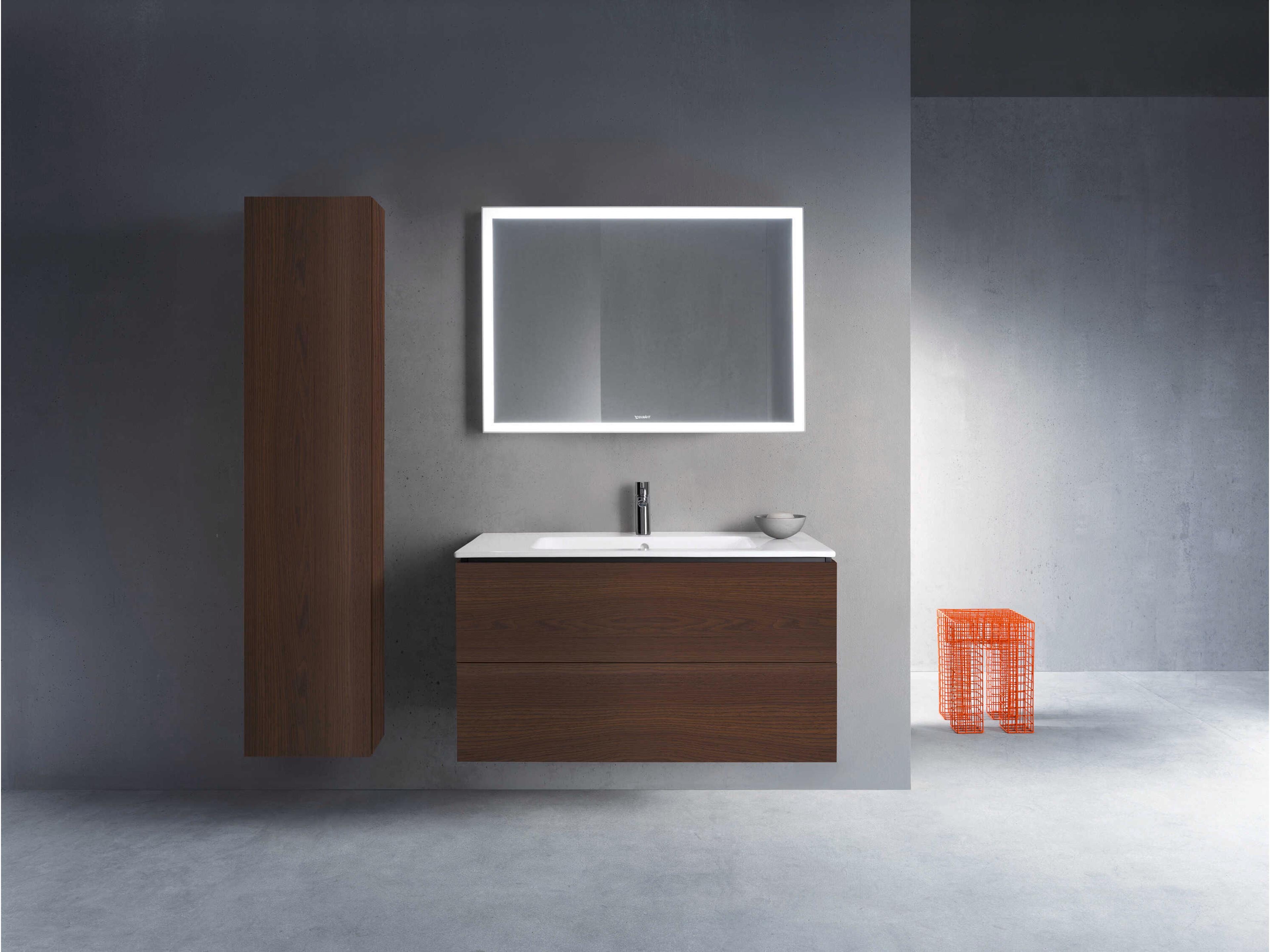 Duravit L-cube 40'' Two Drawer Walnut (Brushed) Matt Wall-Mounted Vanity Unit