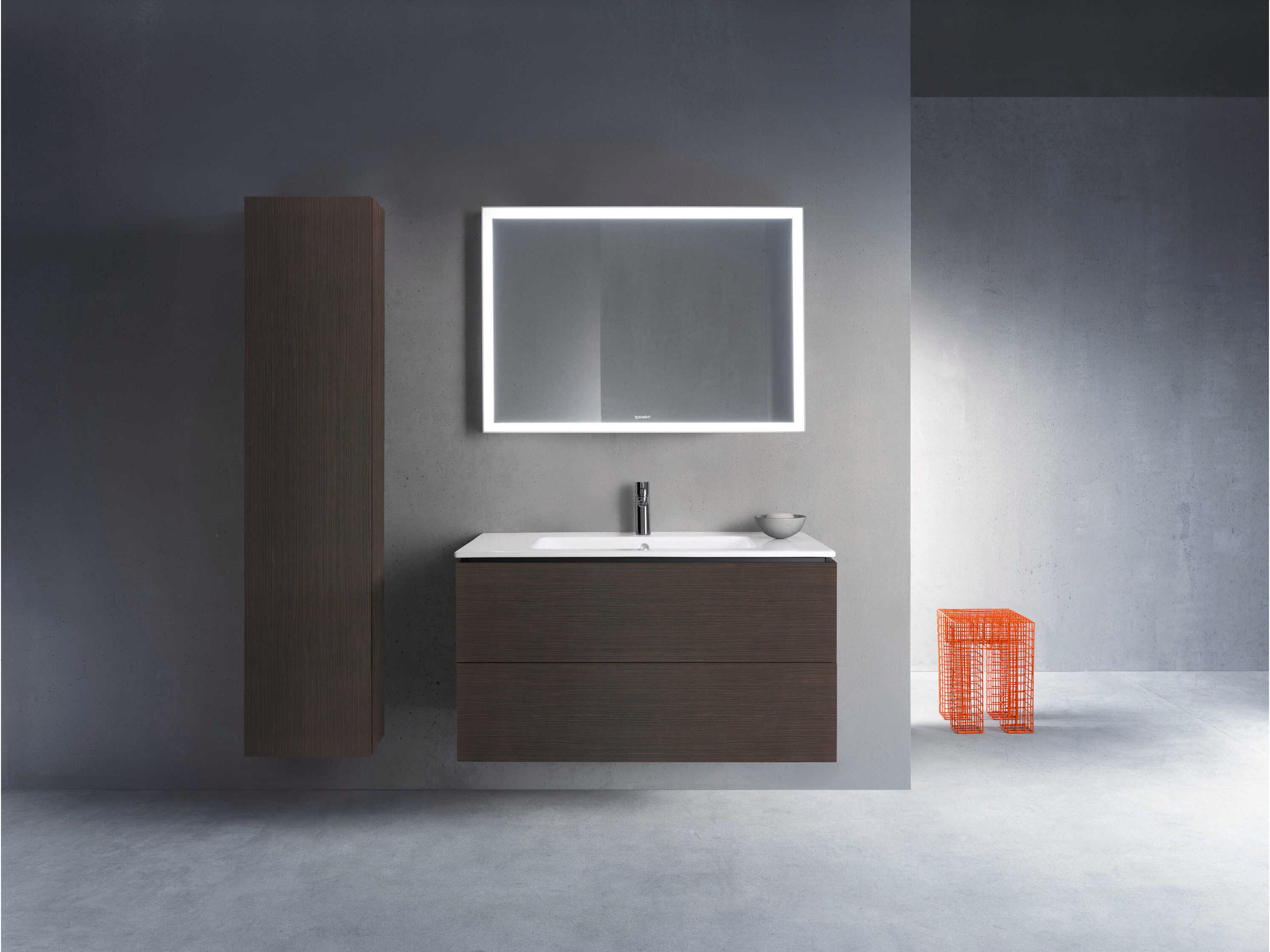 Duravit L-cube 40'' Two Drawer Dark Brushed Oak Matt Wall-Mounted Vanity Unit