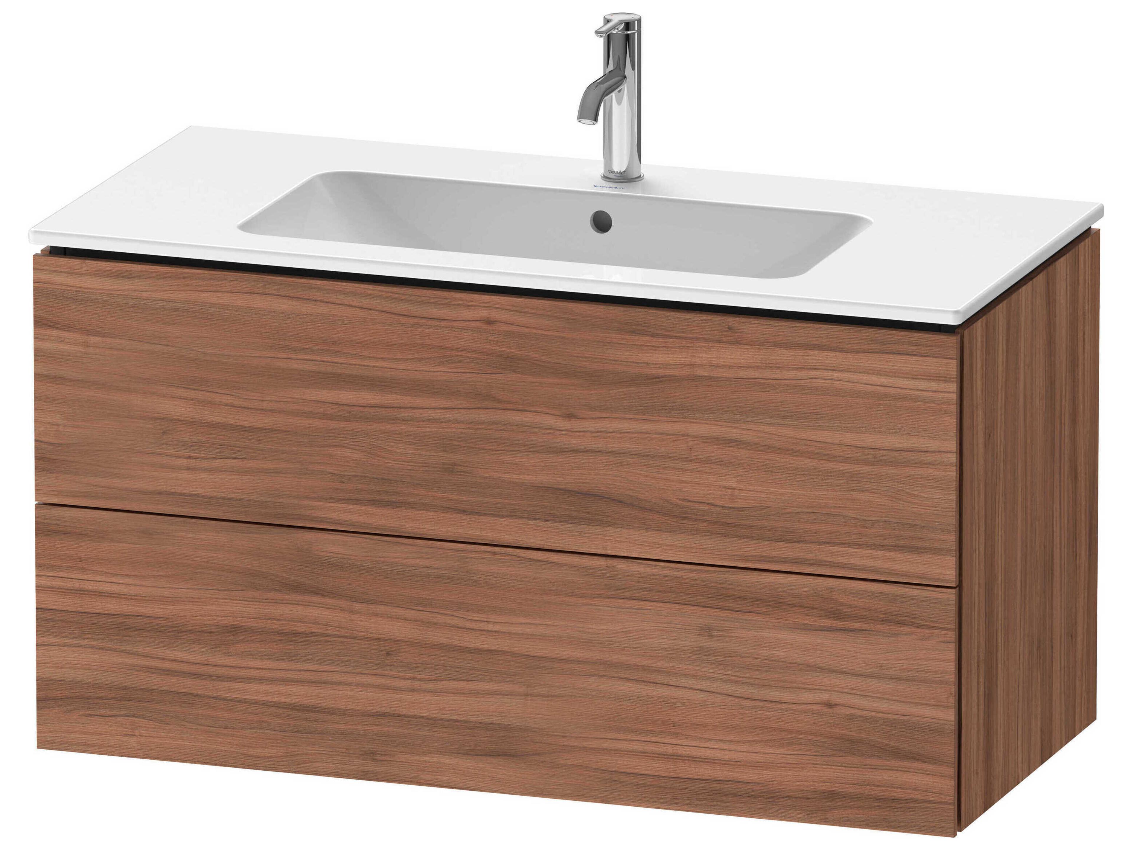 Duravit L-cube 40'' Two Drawer Walnut Matt Wall-Mounted Vanity Unit