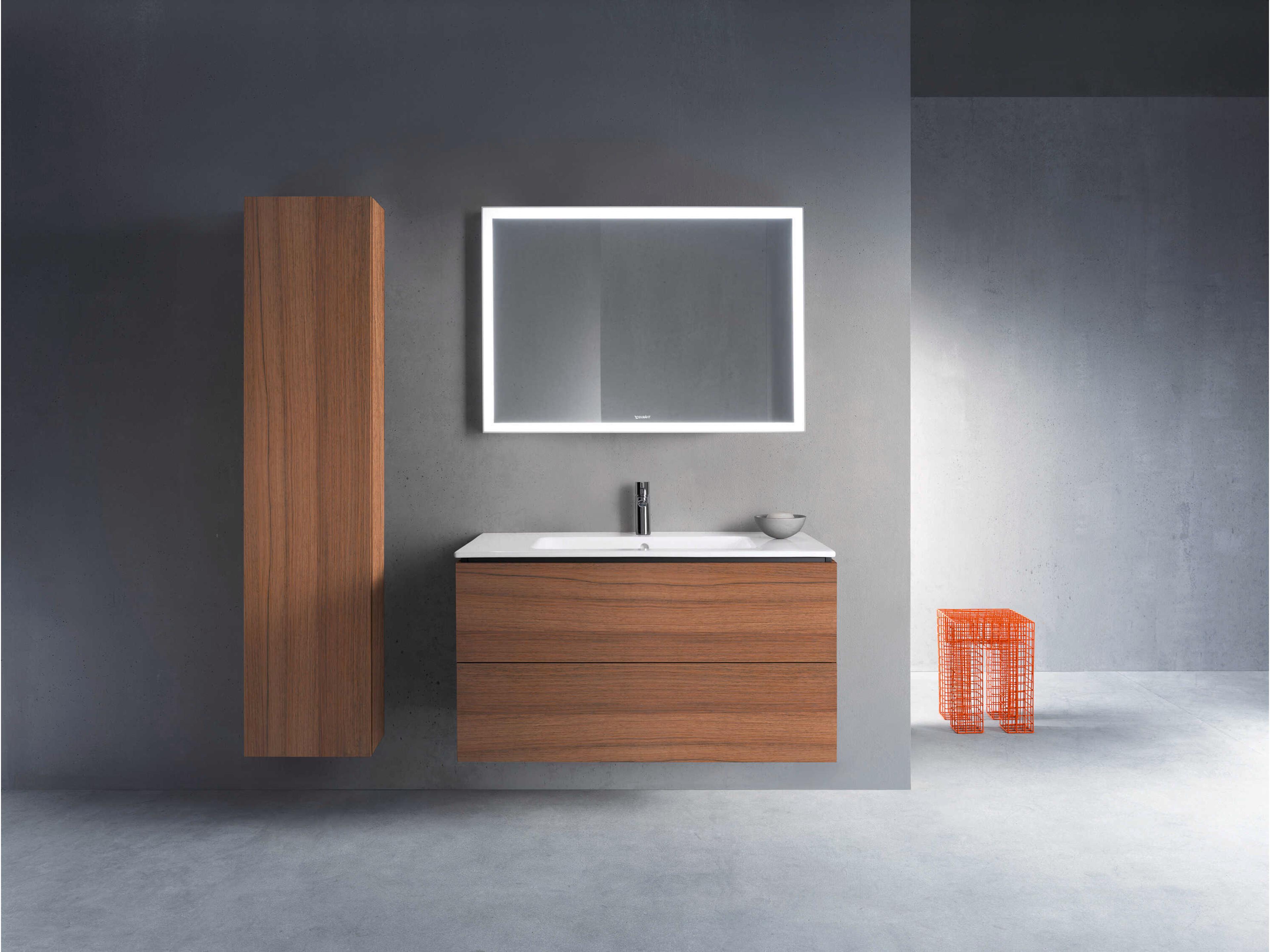 Duravit L-cube 40'' Two Drawer Walnut Matt Wall-Mounted Vanity Unit