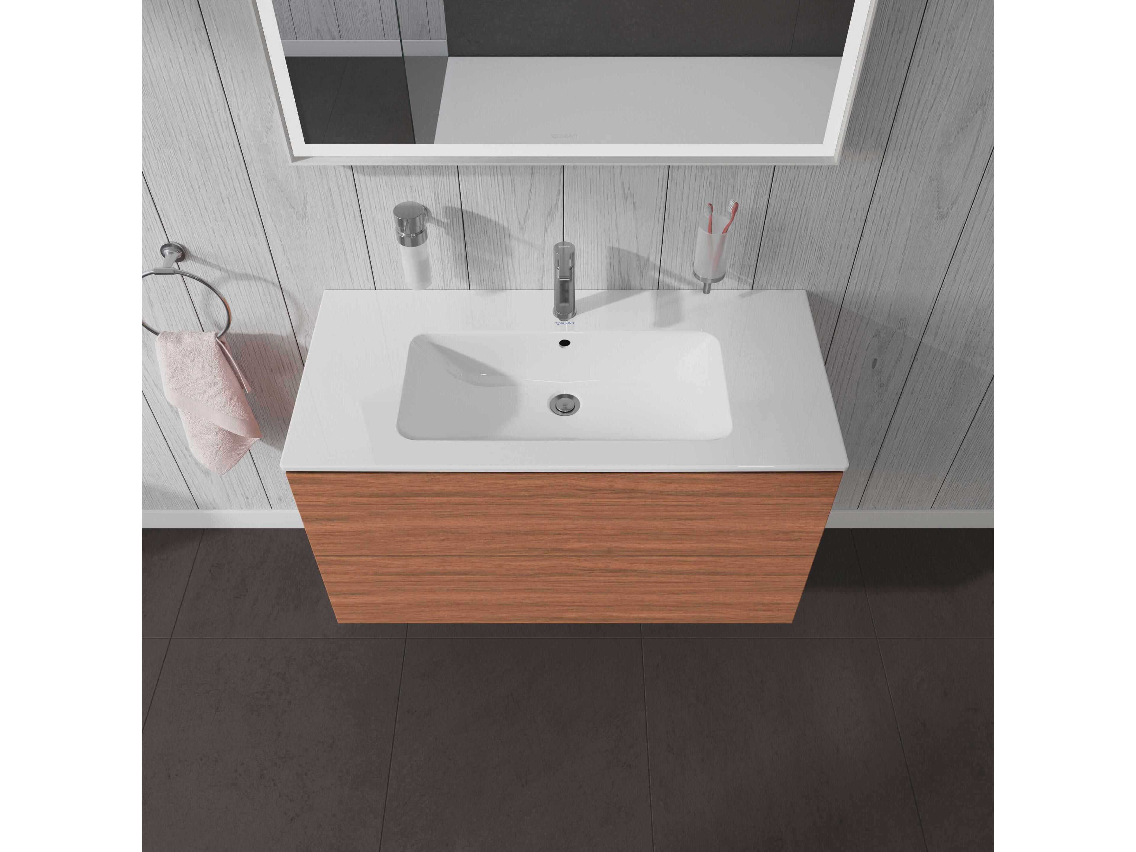 Duravit L-cube 40'' Two Drawer Walnut Matt Wall-Mounted Vanity Unit