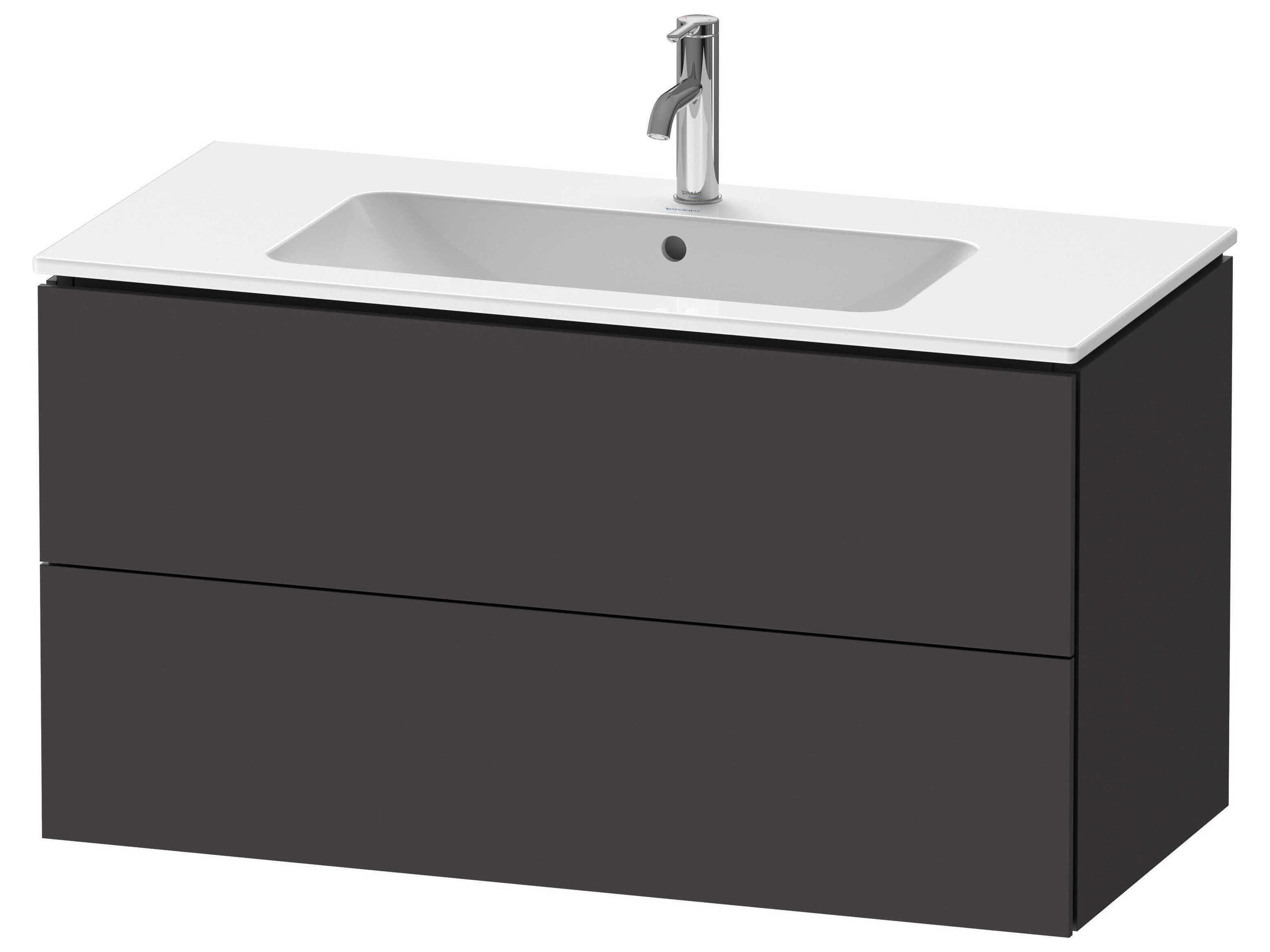 L-cube 40'' Two Drawer Graphite Super Matt Wall-Mounted Vanity Unit