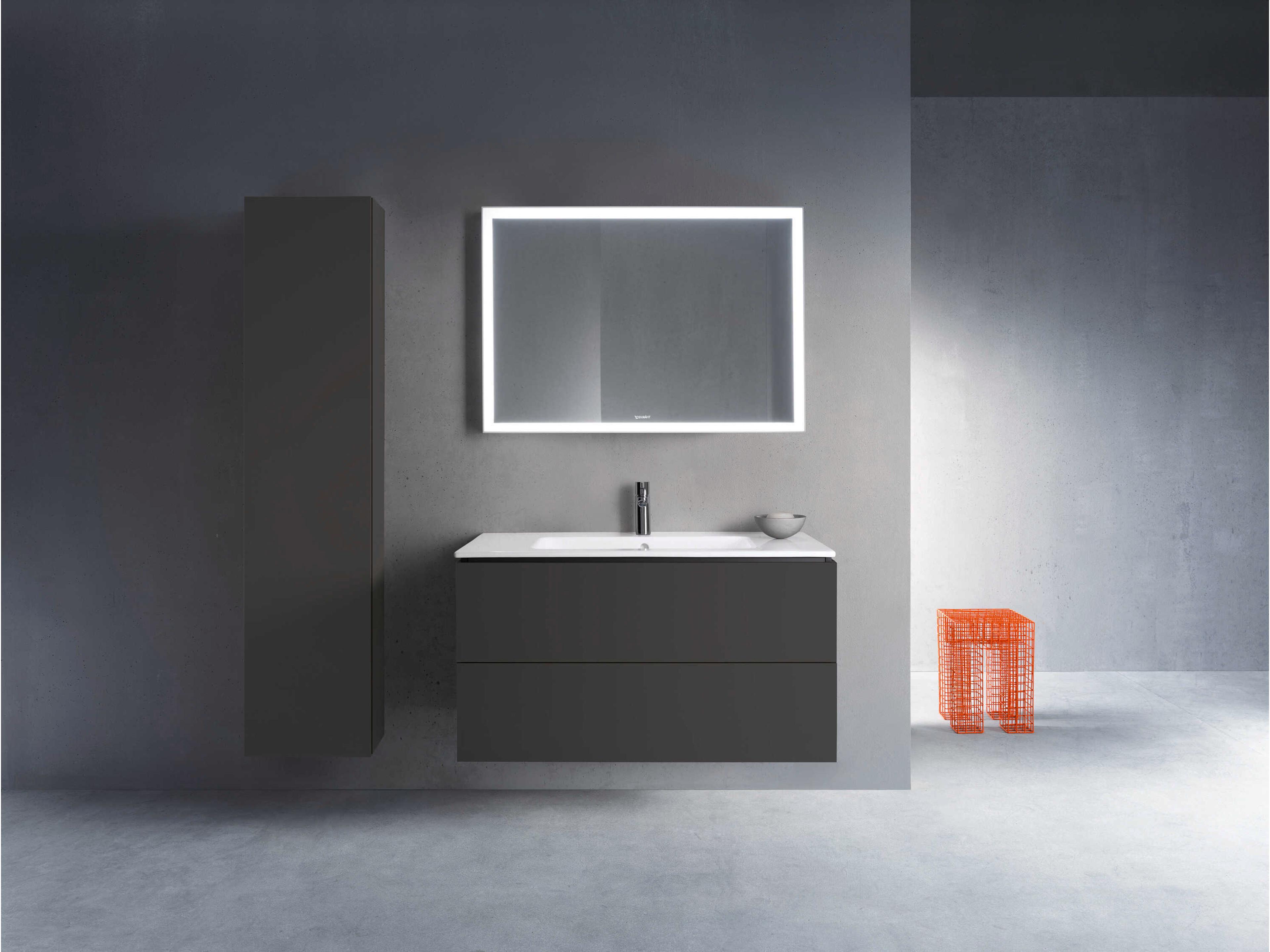 Duravit L-cube 40'' Two Drawer Graphite Super Matt Wall-Mounted Vanity Unit