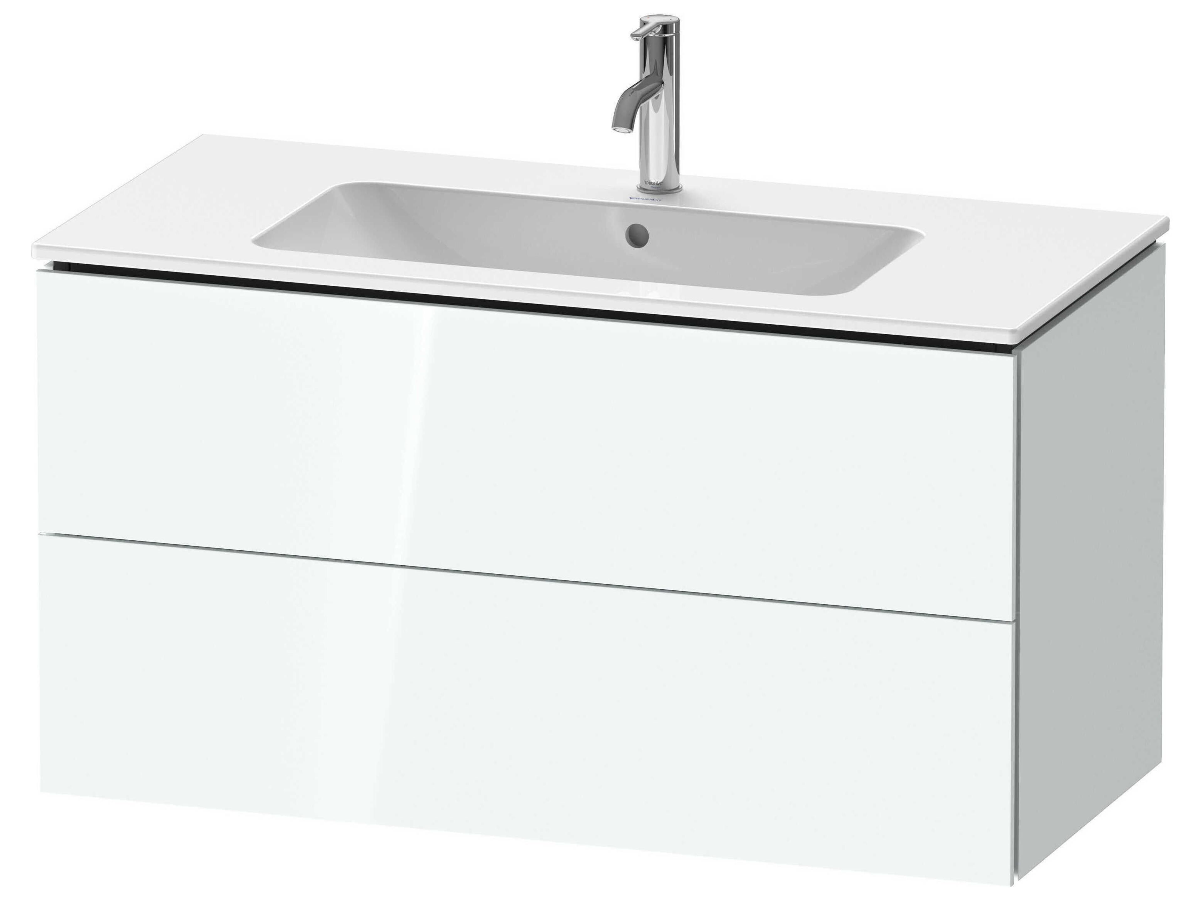 Duravit L-cube 40'' Two Drawer White High Gloss (Lacquer) Wall-Mounted Vanity Unit