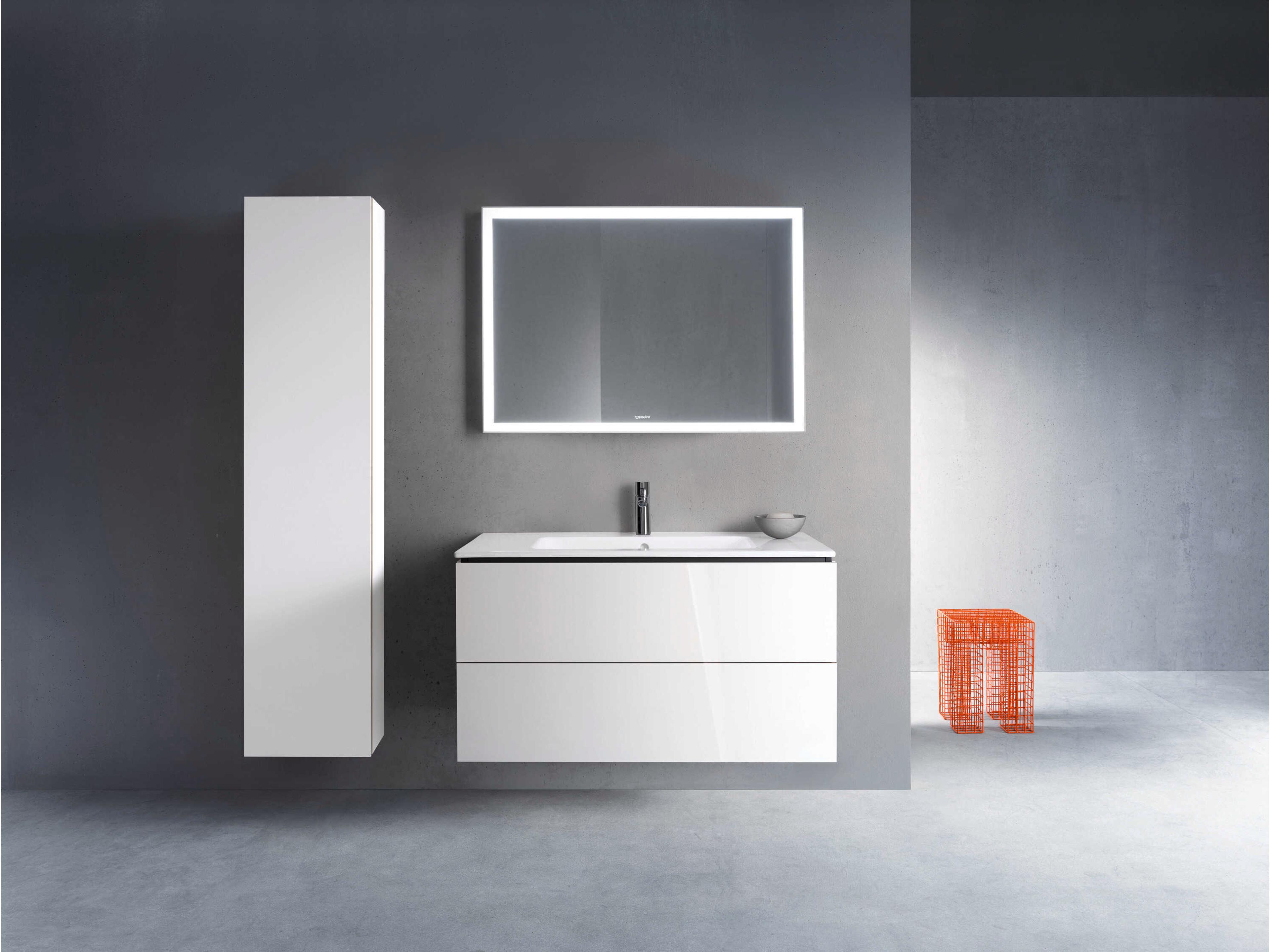Duravit L-cube 40'' Two Drawer White High Gloss (Lacquer) Wall-Mounted Vanity Unit