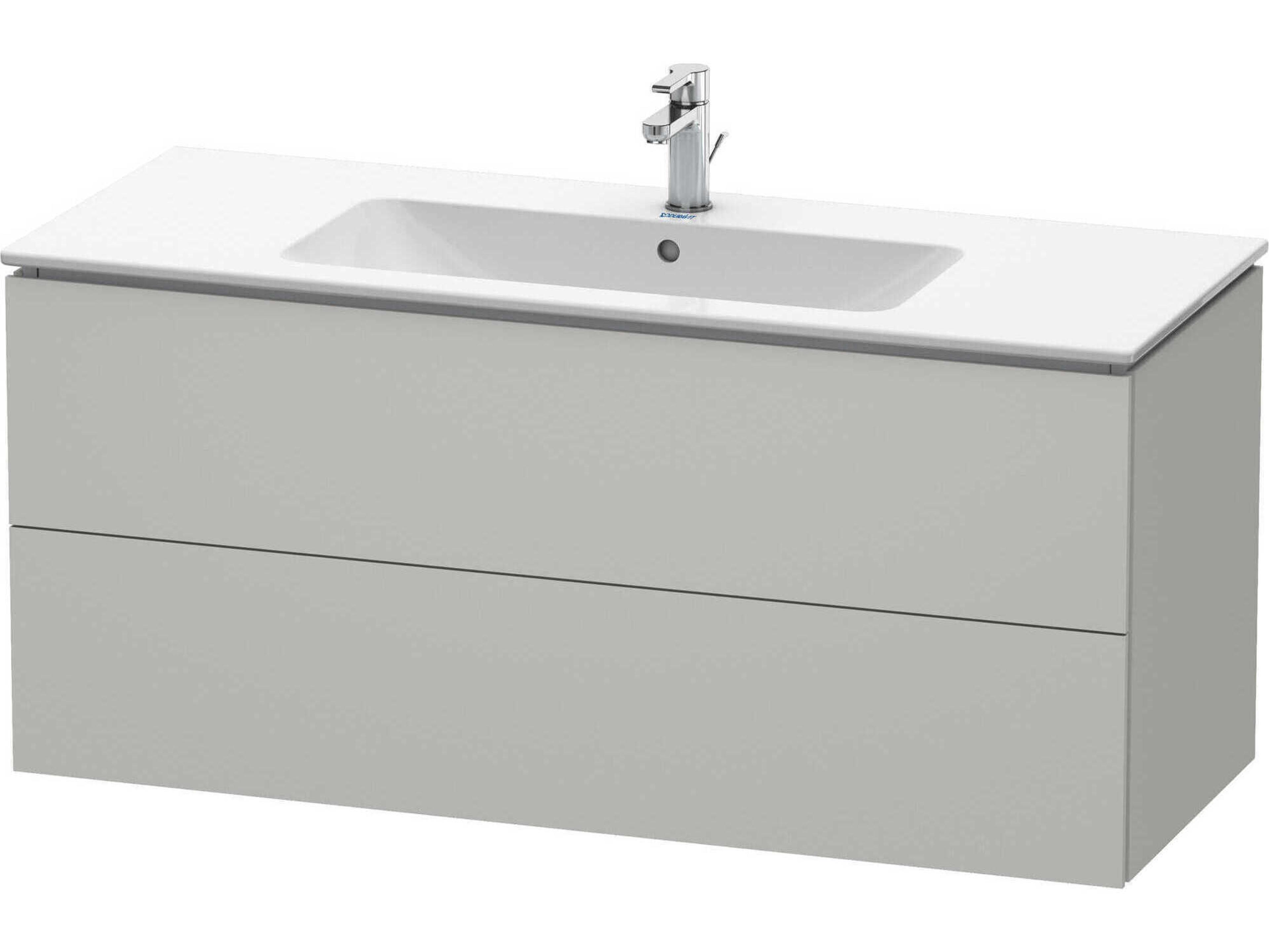 L-cube 48'' Two Drawer Concrete Gray Matt Wall-Mounted Vanity Unit