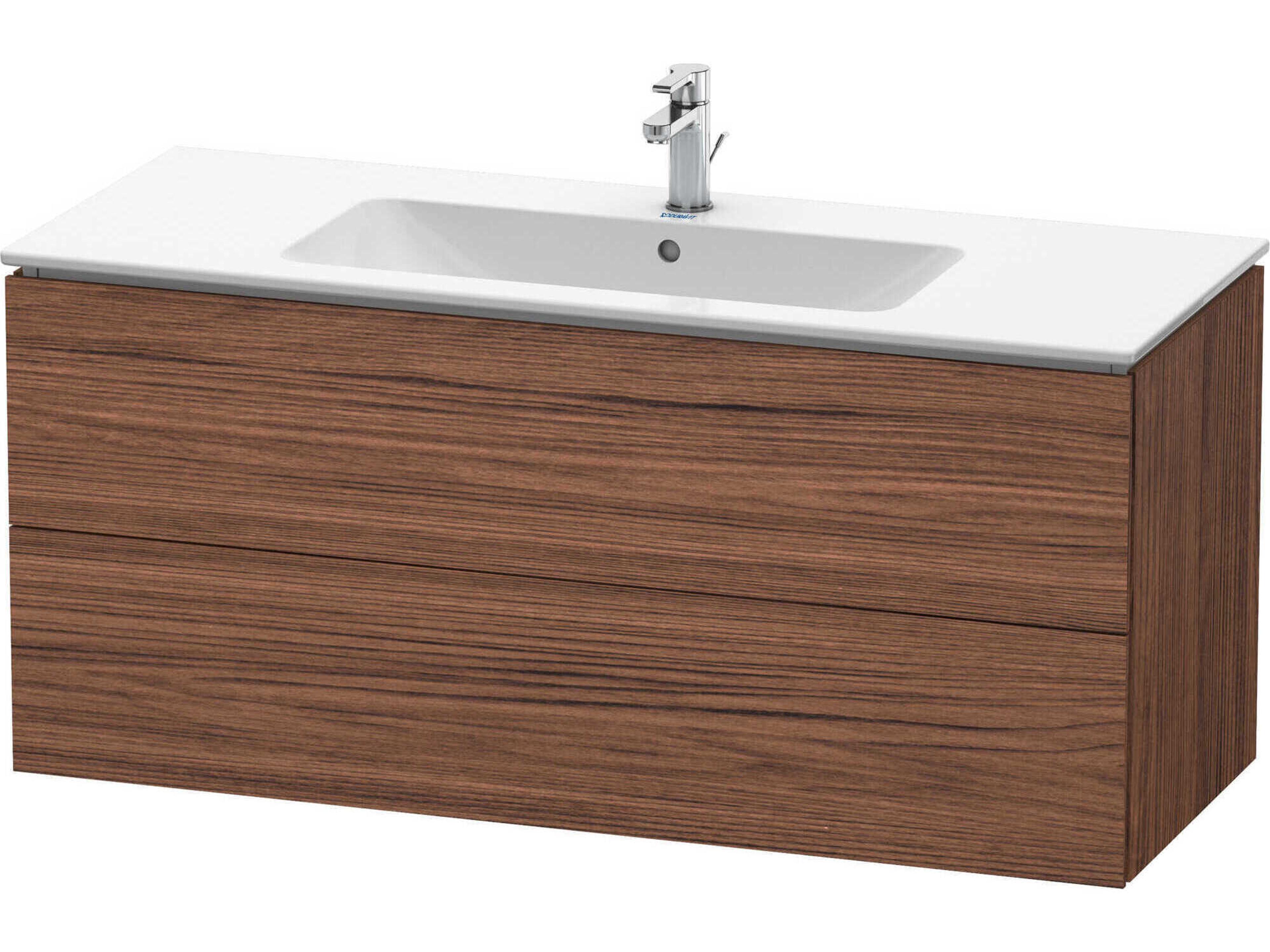 L-cube 48'' Two Drawer Walnut (Dark) Matt Wall-Mounted Vanity Unit