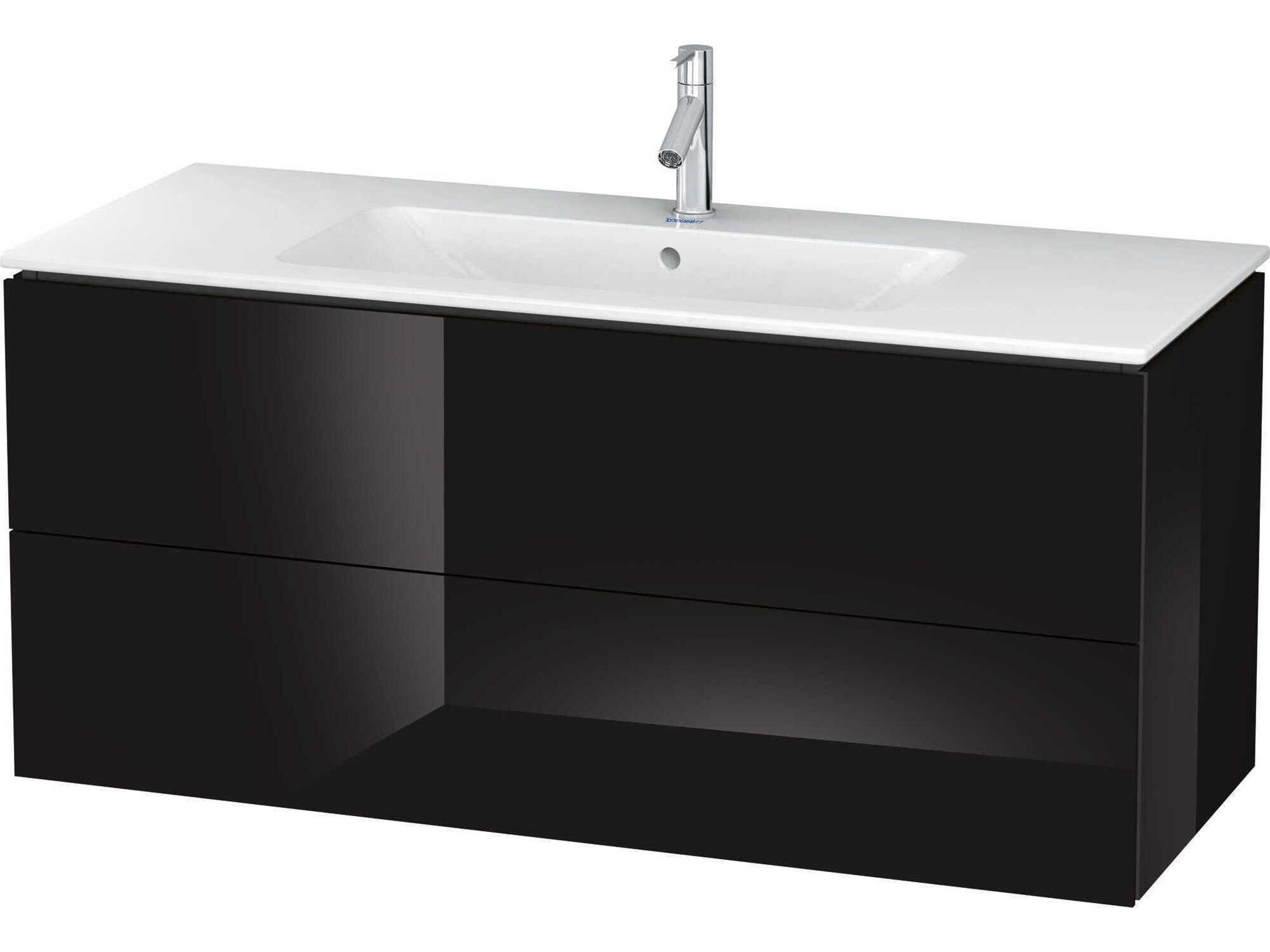 Duravit L-cube 48'' Two Drawer Black High Gloss Wall-Mounted Vanity Unit