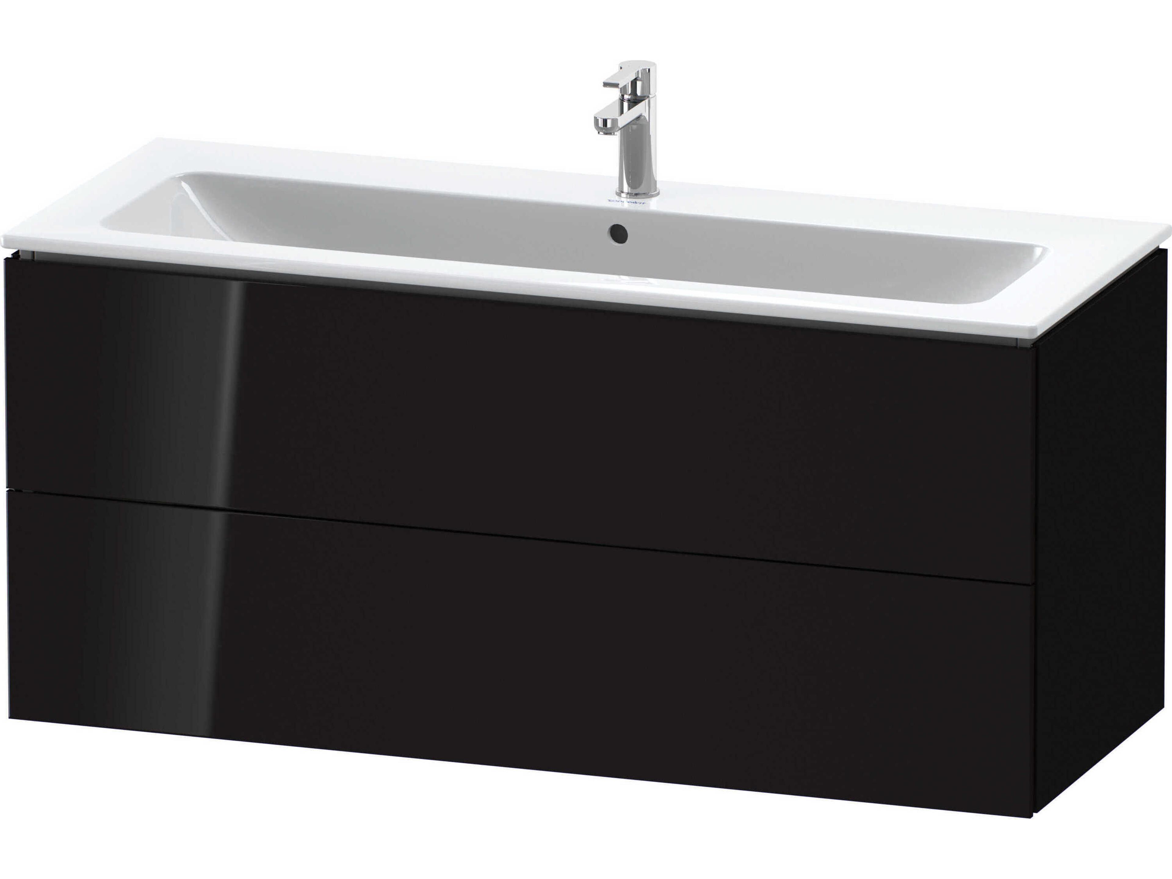 Duravit L-cube 48'' Two Drawer Black High Gloss Wall-Mounted Vanity Unit