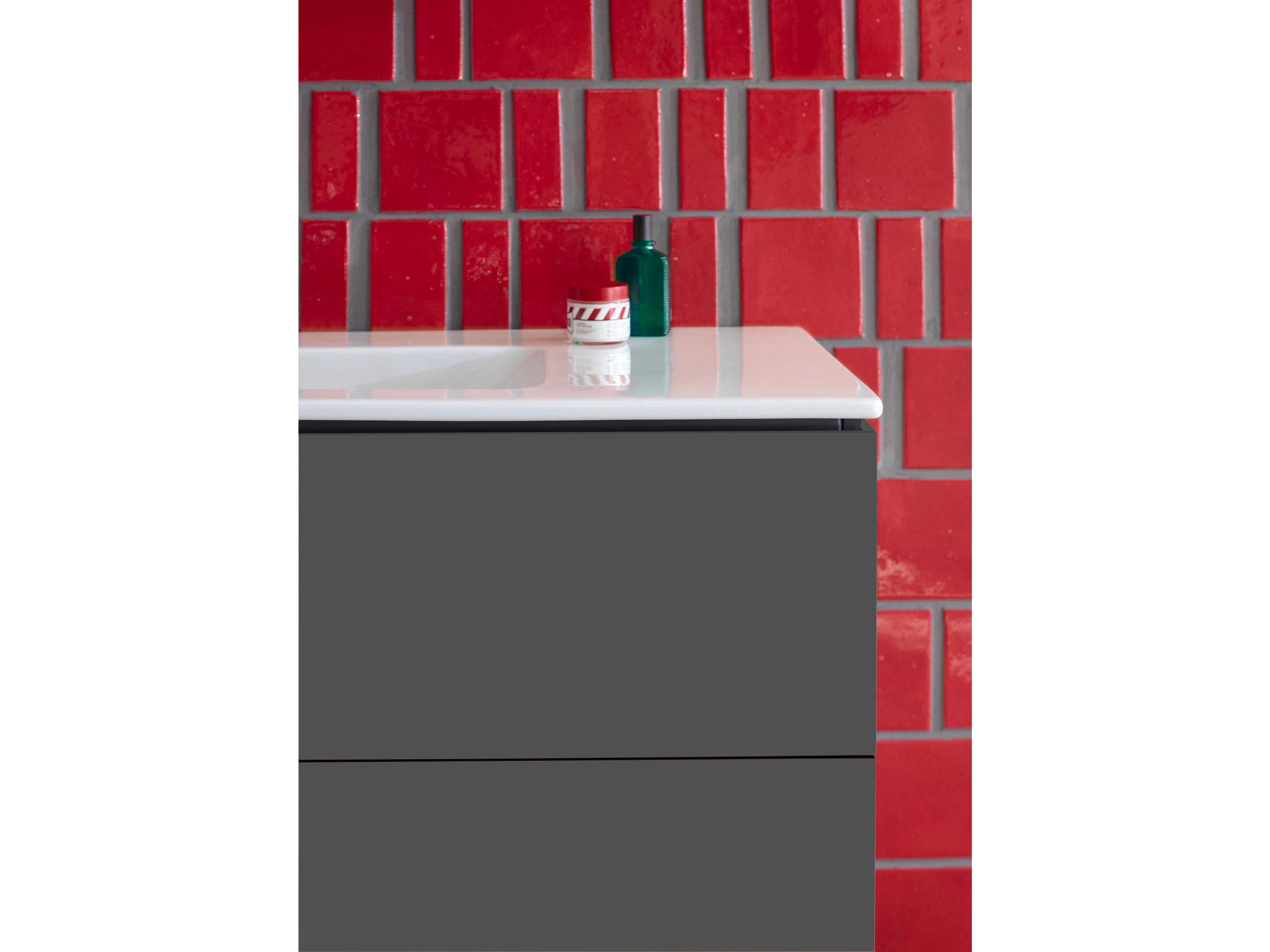 Duravit L-cube 48'' Two Drawer Graphite Matt Wall-Mounted Vanity Unit