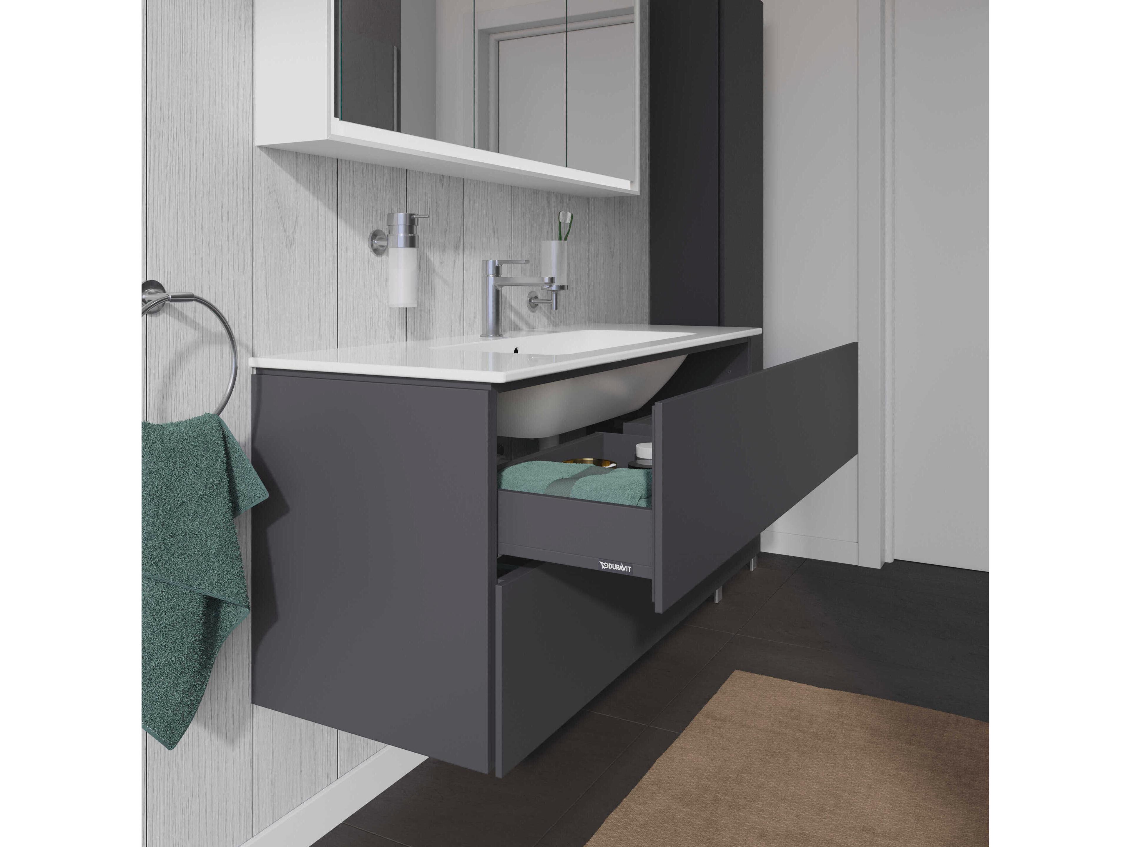 Duravit L-cube 48'' Two Drawer Graphite Matt Wall-Mounted Vanity Unit