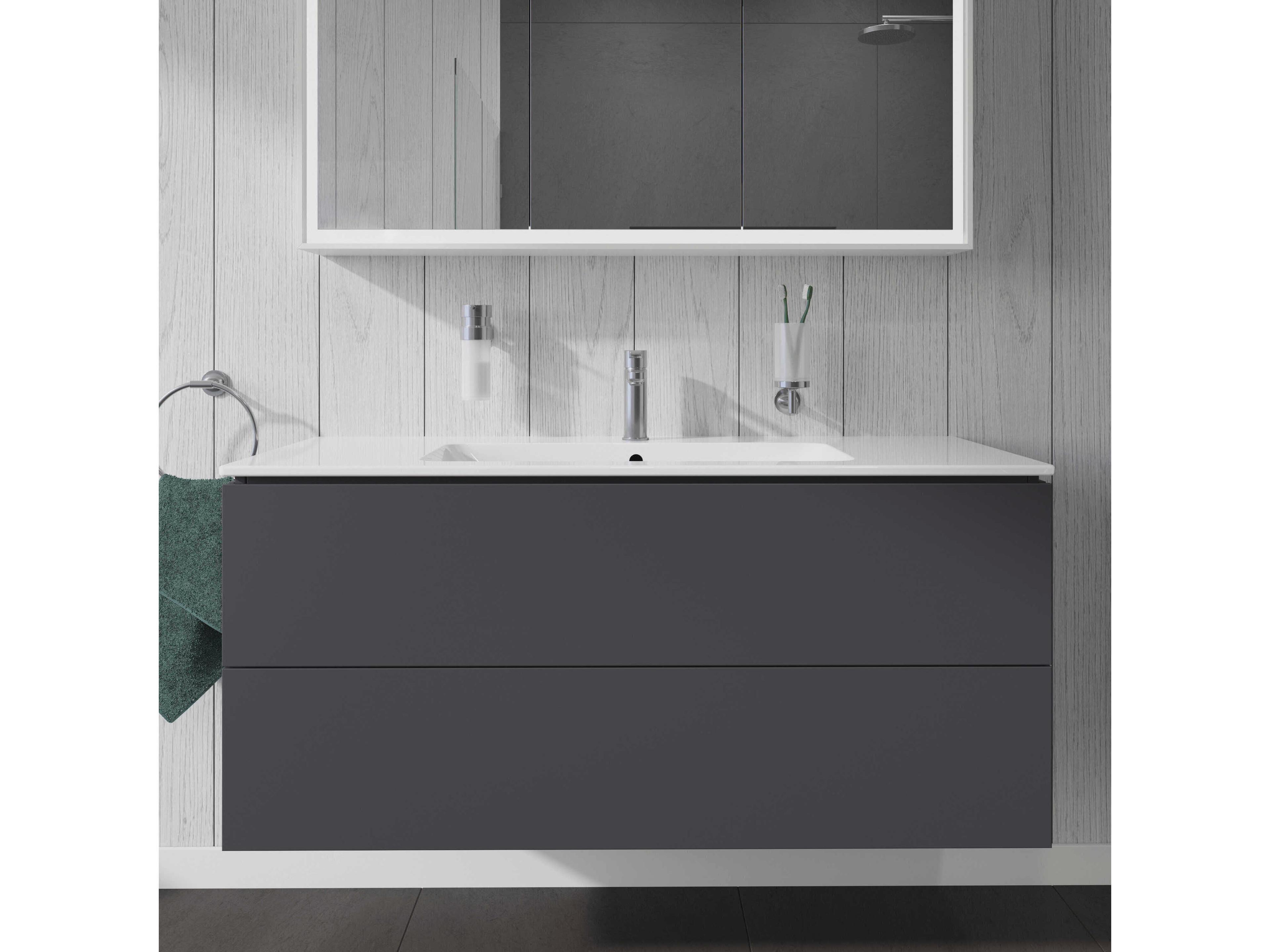 Duravit L-cube 48'' Two Drawer Graphite Matt Wall-Mounted Vanity Unit