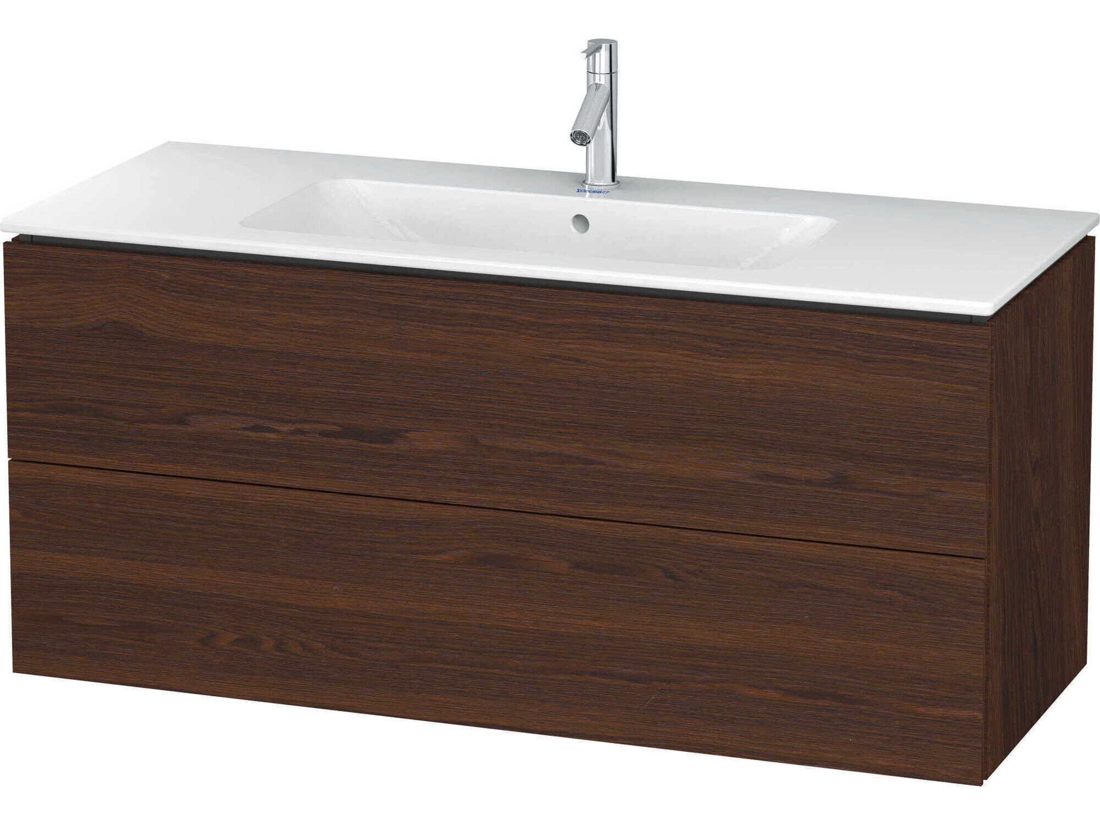 Duravit L-cube 48'' Two Drawer Walnut (Brushed) Matt Wall-Mounted Vanity Unit