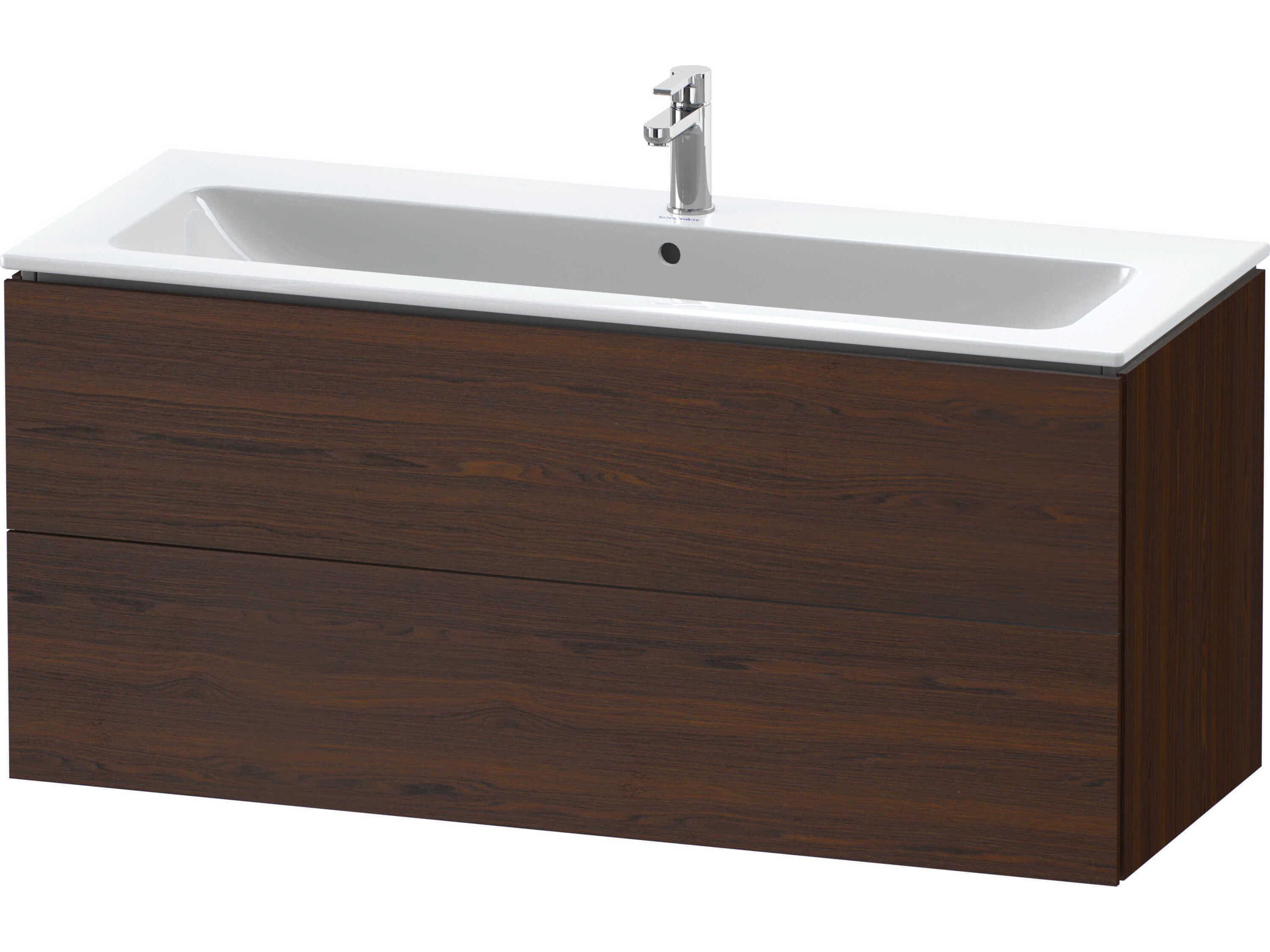 Duravit L-cube 48'' Two Drawer Walnut (Brushed) Matt Wall-Mounted Vanity Unit
