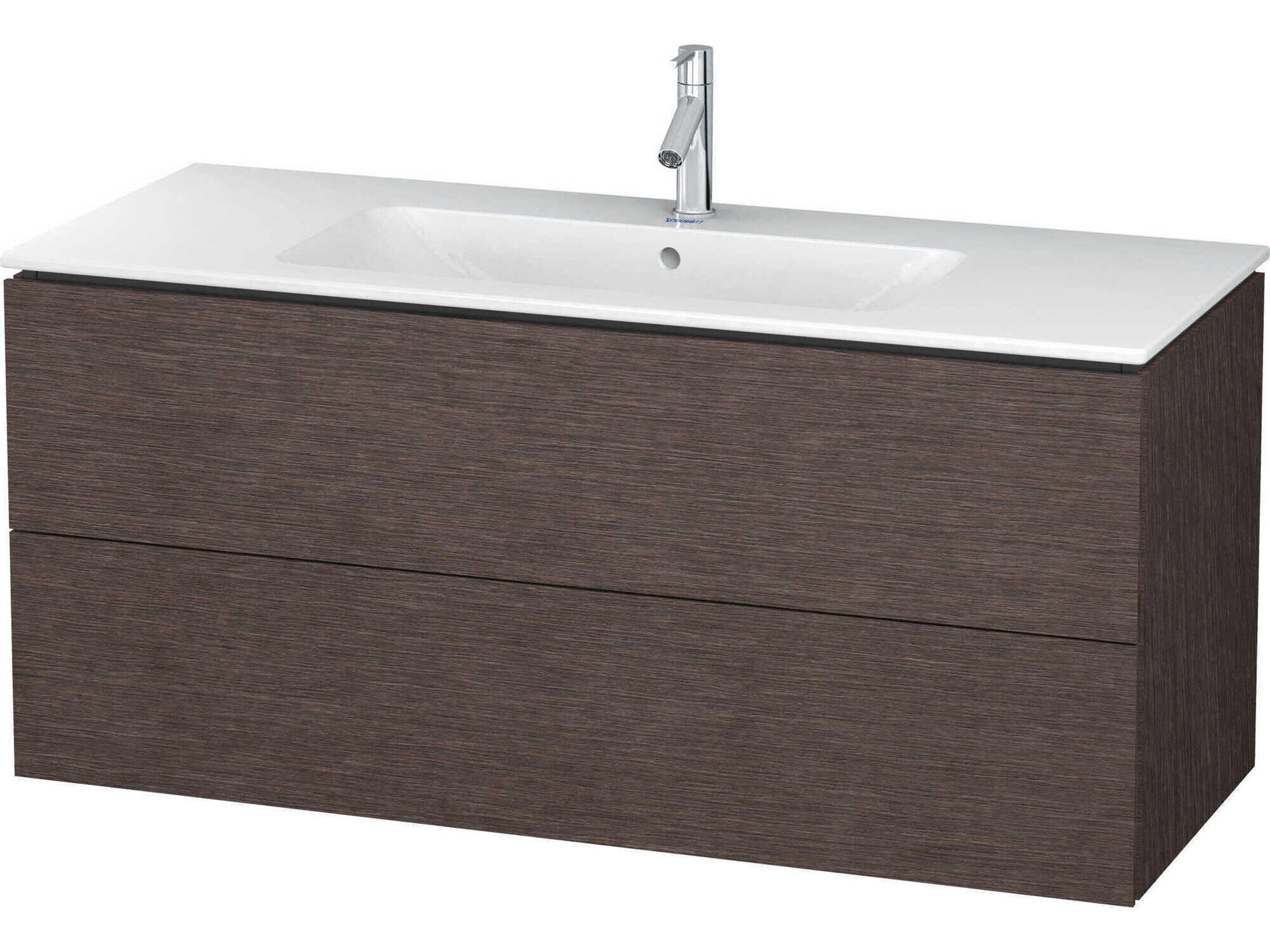 L-cube 48'' Two Drawer Dark Brushed Oak Matt Wall-Mounted Vanity Unit