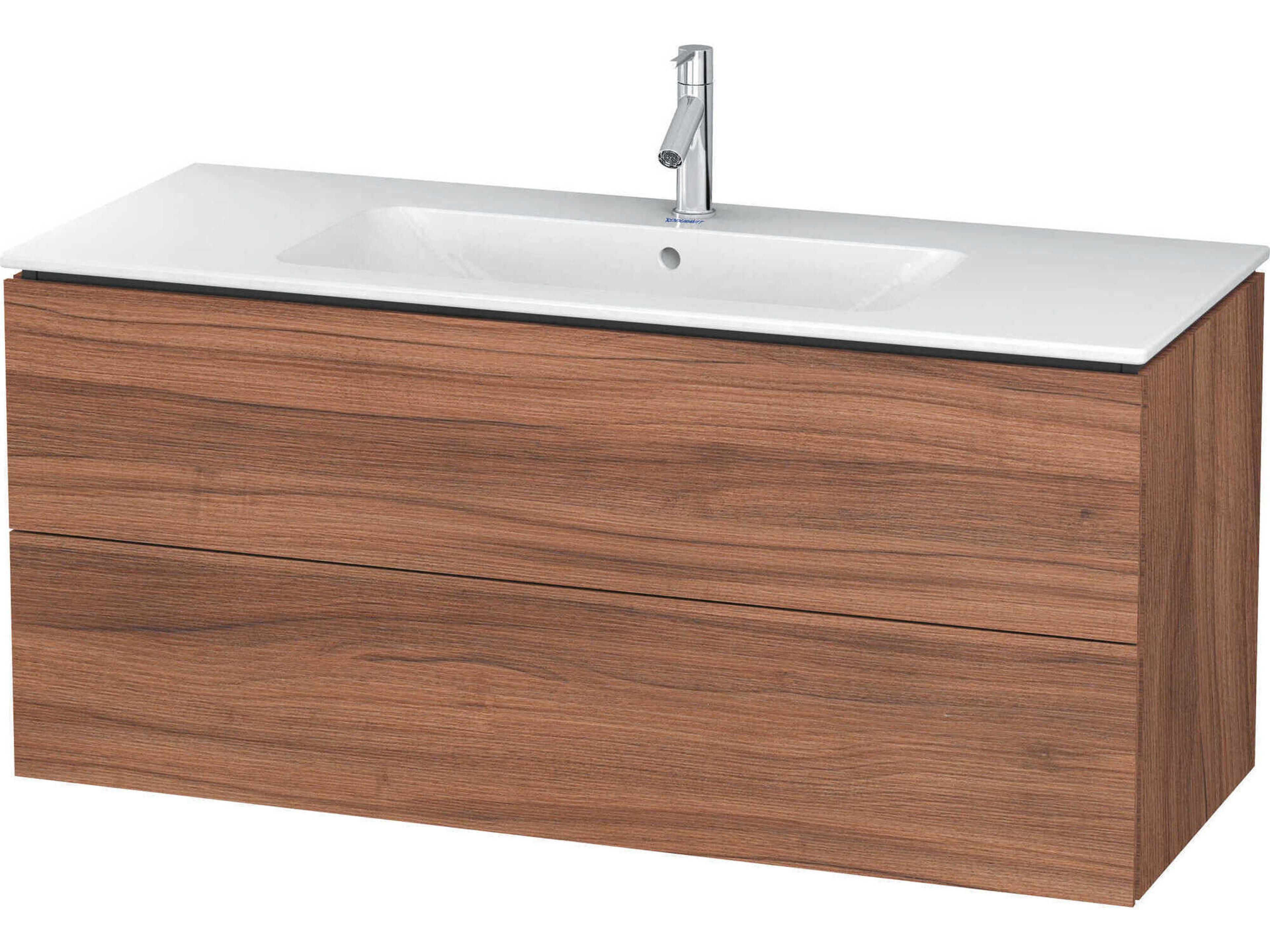 L-cube 48'' Two Drawer Walnut Matt Wall-Mounted Vanity Unit