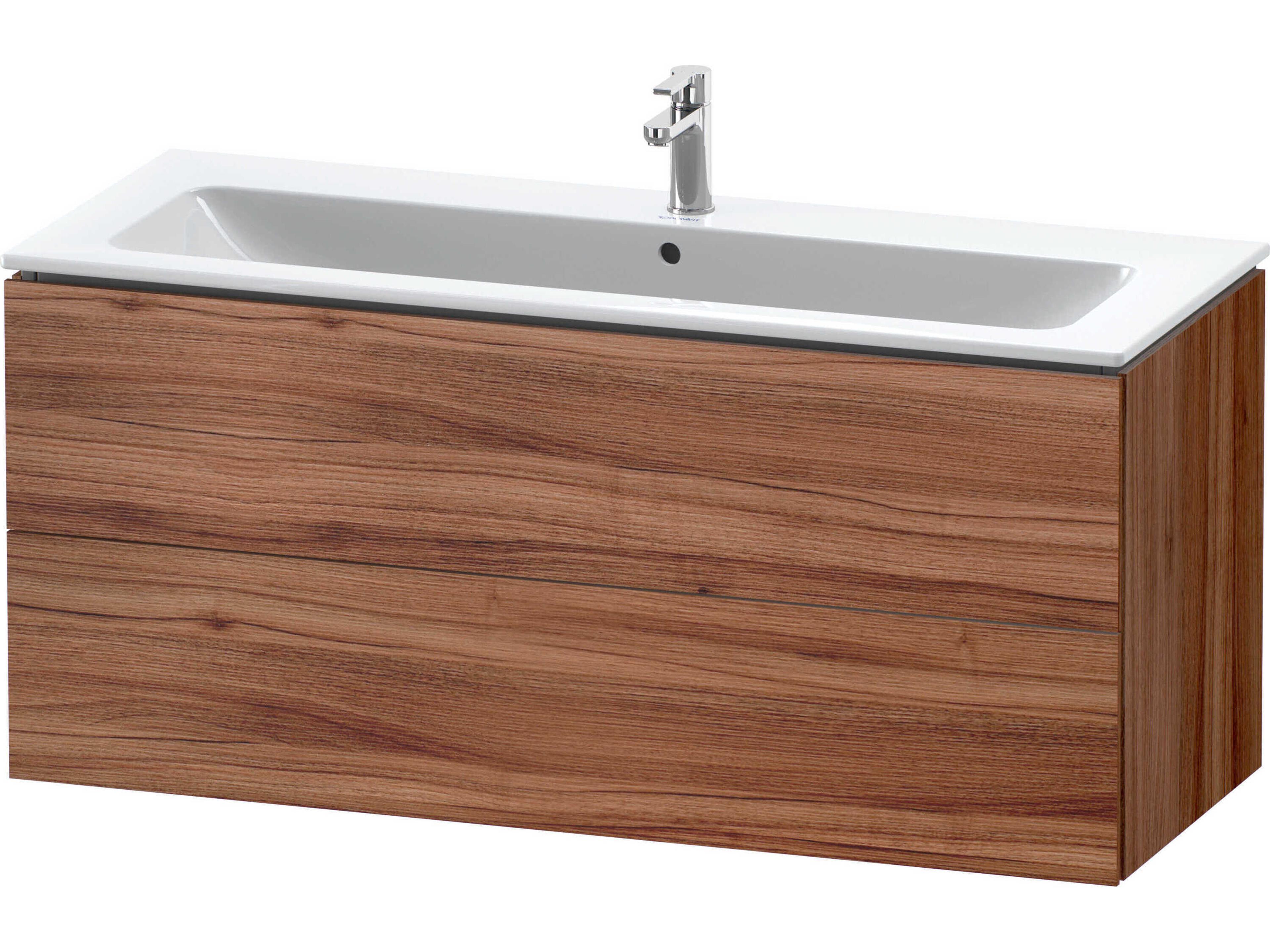 Duravit L-cube 48'' Two Drawer Walnut Matt Wall-Mounted Vanity Unit