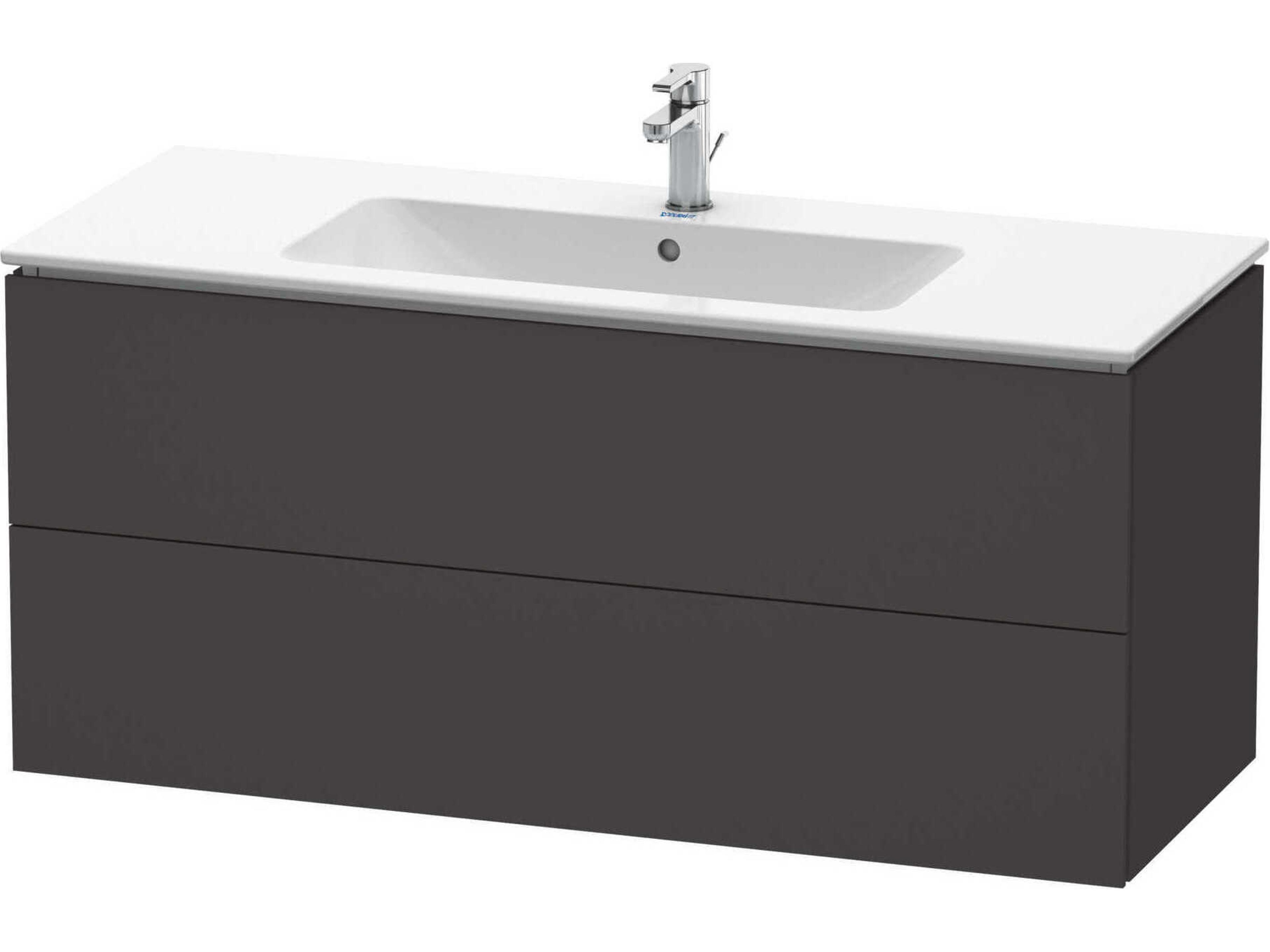 L-cube 48'' Two Drawer Graphite Super Matt Wall-Mounted Vanity Unit