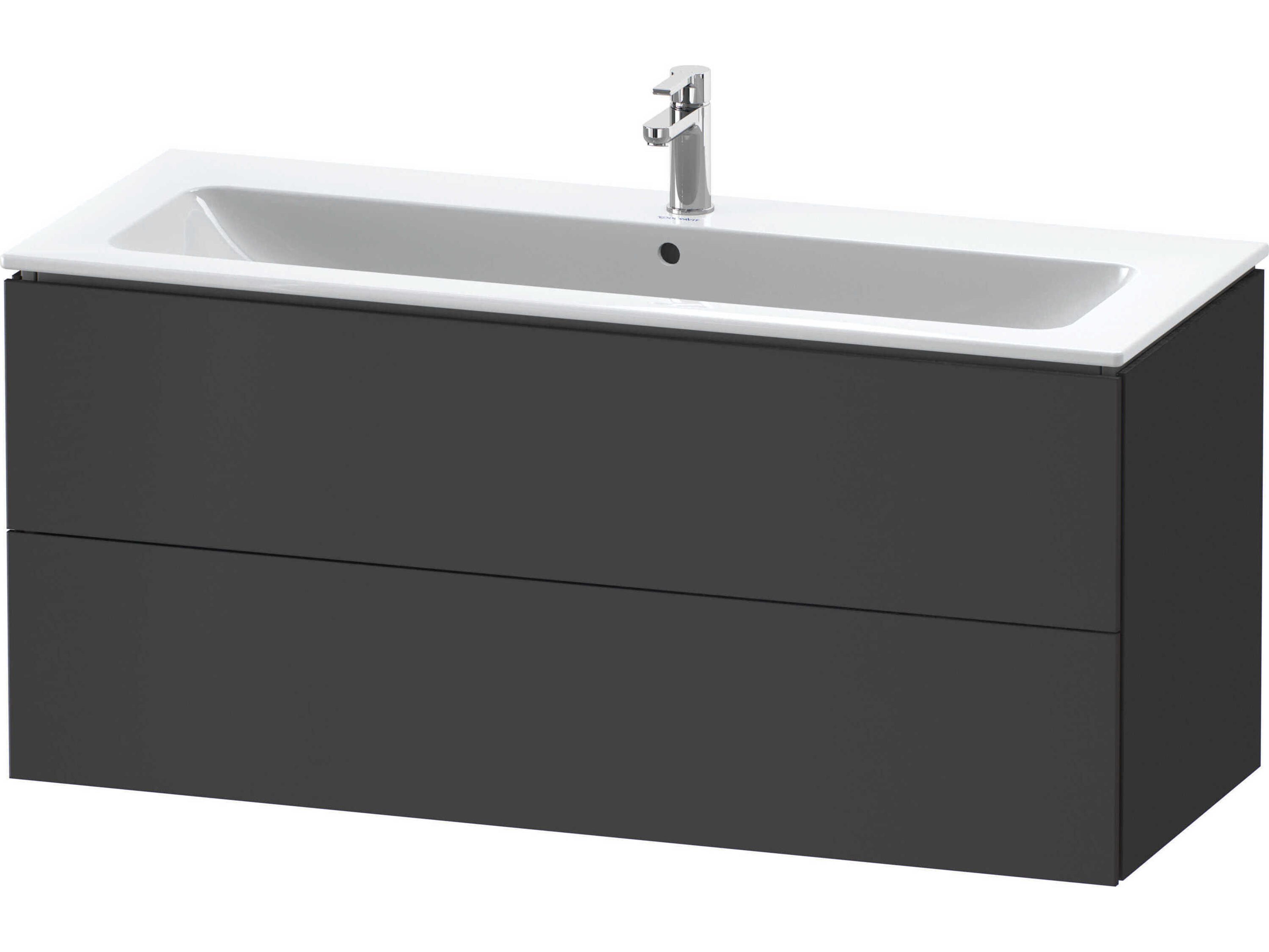 Duravit L-cube 48'' Two Drawer Graphite Super Matt Wall-Mounted Vanity Unit