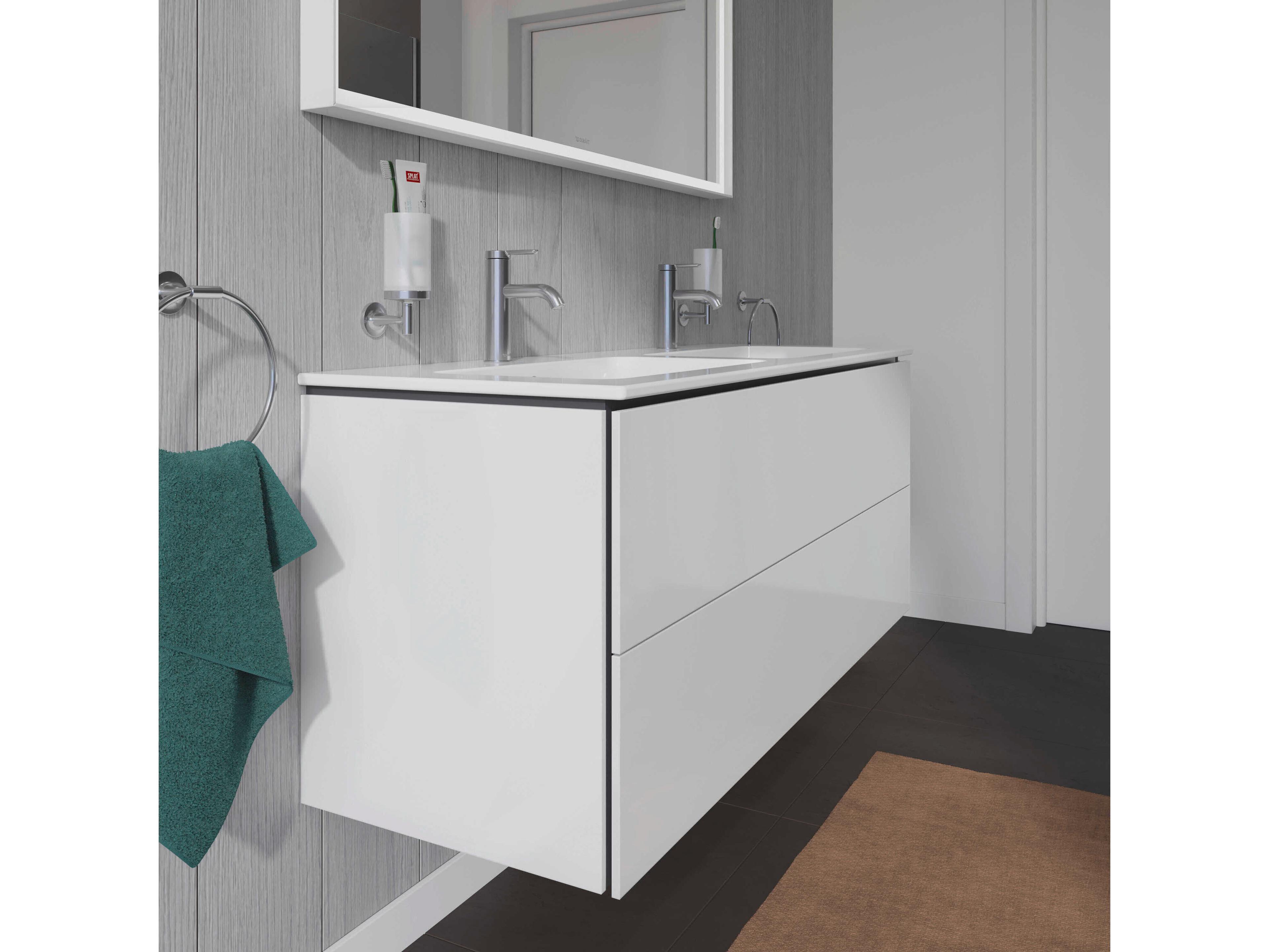 Duravit L-cube 51'' Two Drawer White High Gloss Wall-Mounted Vanity Unit
