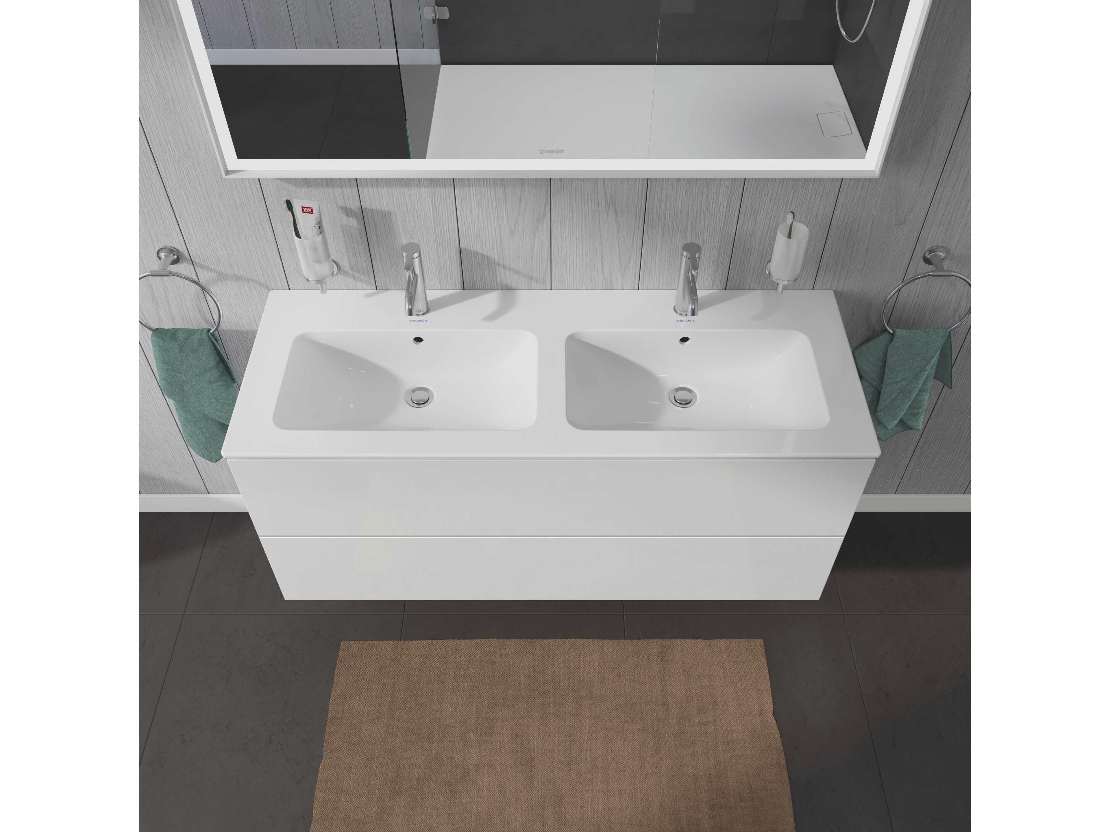 Duravit L-cube 51'' Two Drawer White High Gloss Wall-Mounted Vanity Unit