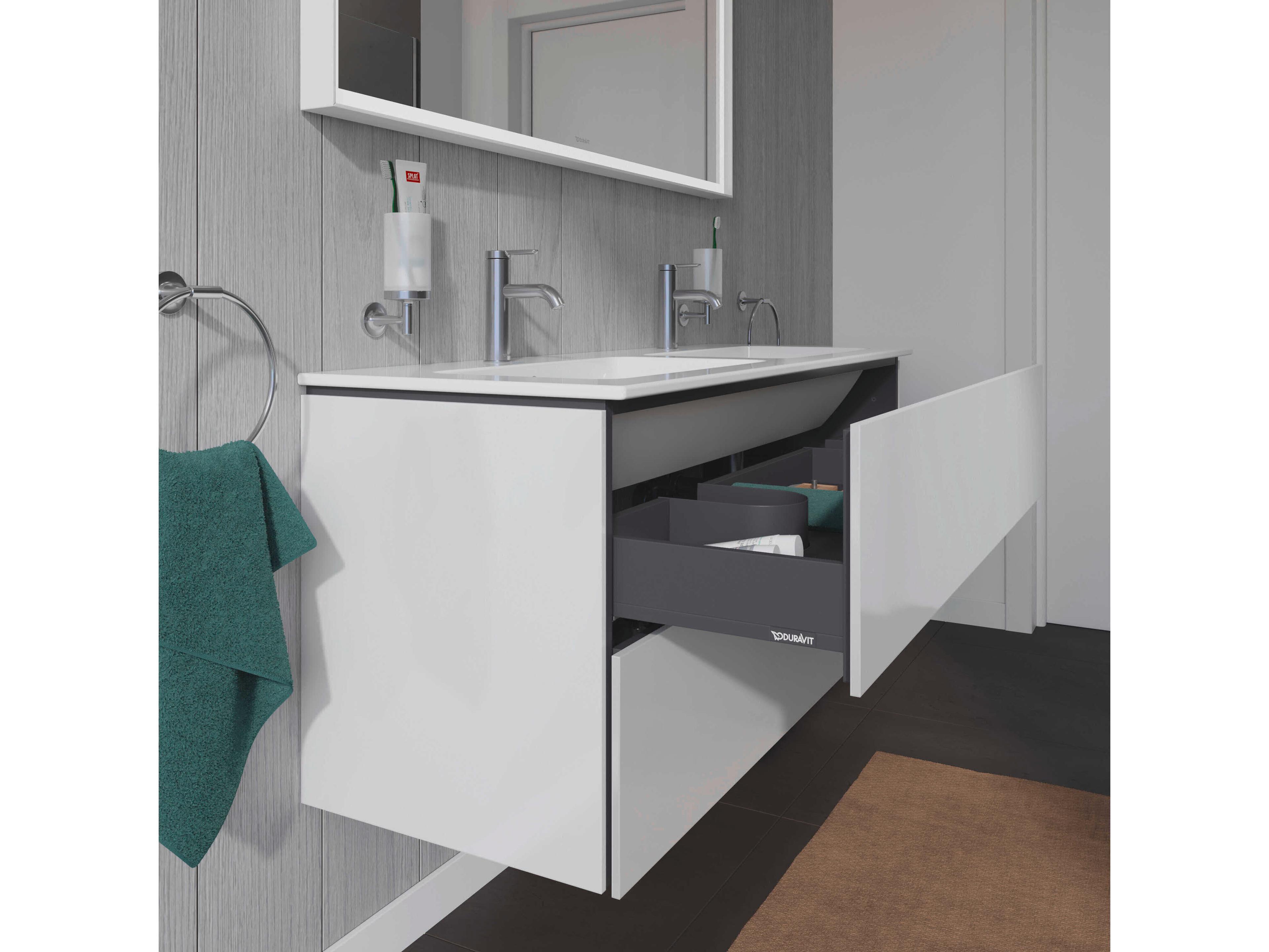 Duravit L-cube 51'' Two Drawer White High Gloss Wall-Mounted Vanity Unit