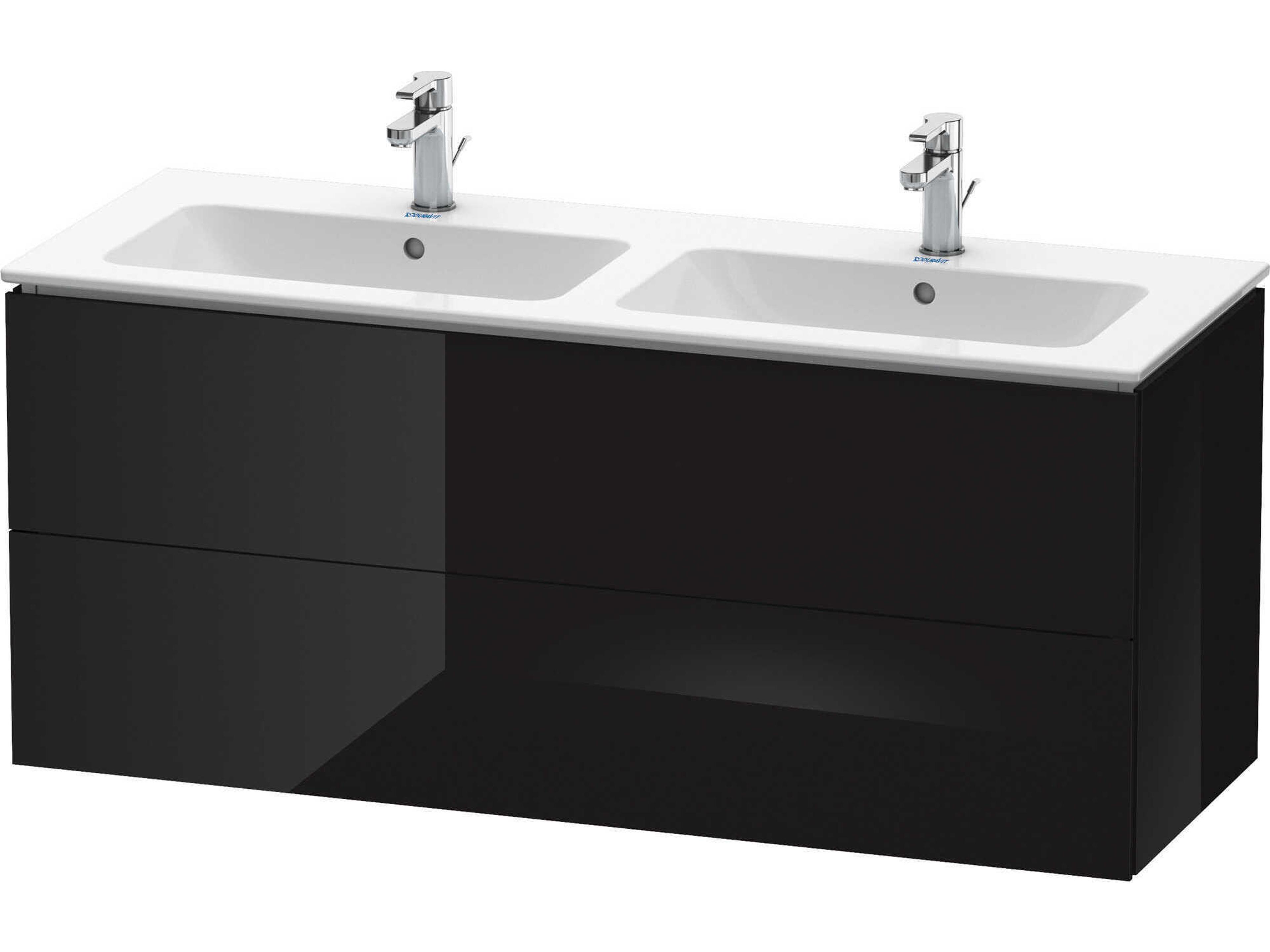 L-cube 51'' Two Drawer Black High Gloss Wall-Mounted Vanity Unit