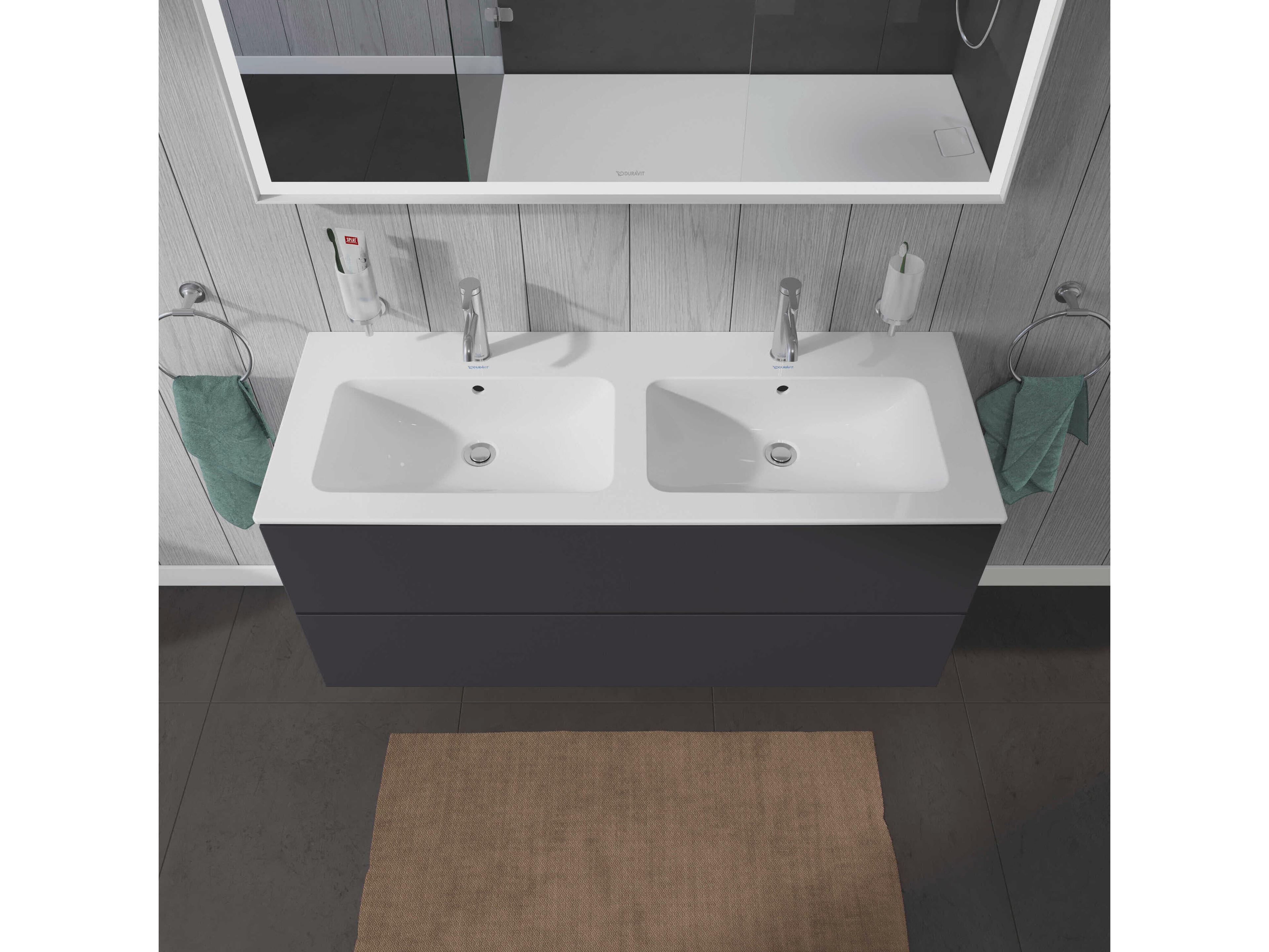 Duravit L-cube 51'' Two Drawer Graphite Matt Wall-Mounted Vanity Unit