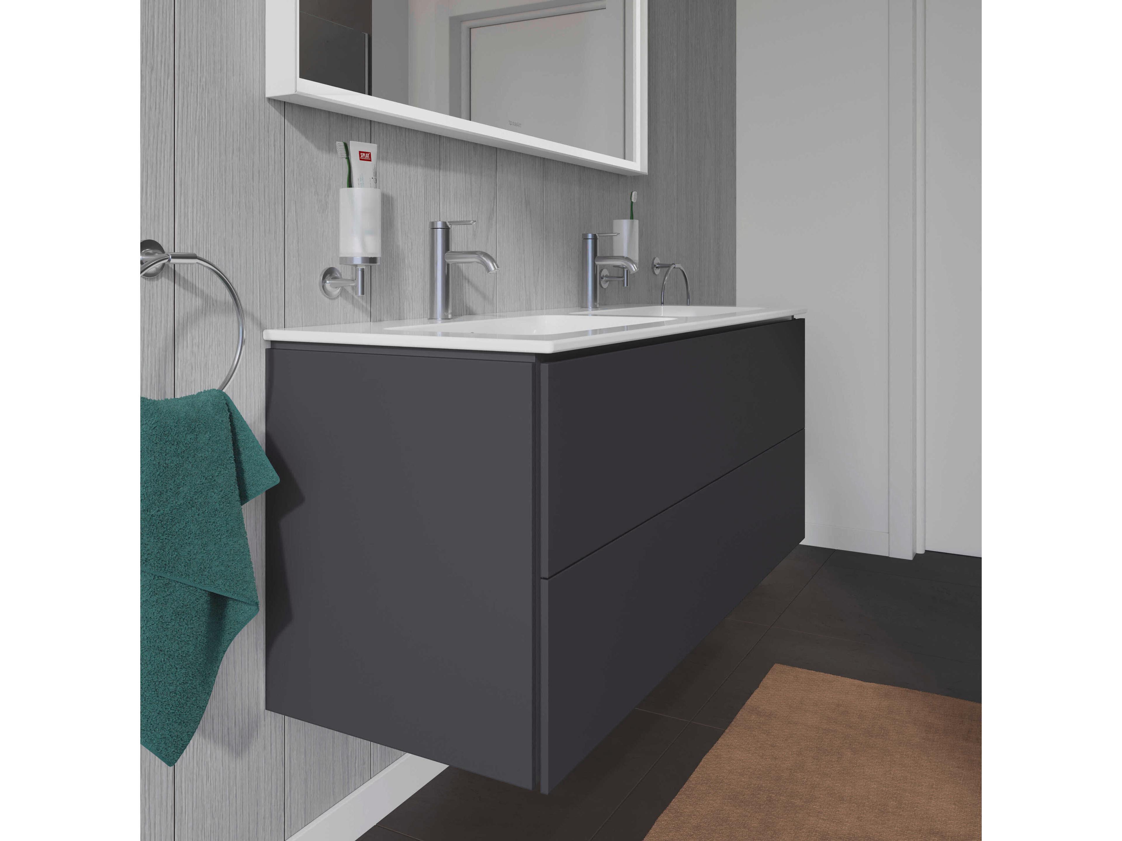 Duravit L-cube 51'' Two Drawer Graphite Matt Wall-Mounted Vanity Unit
