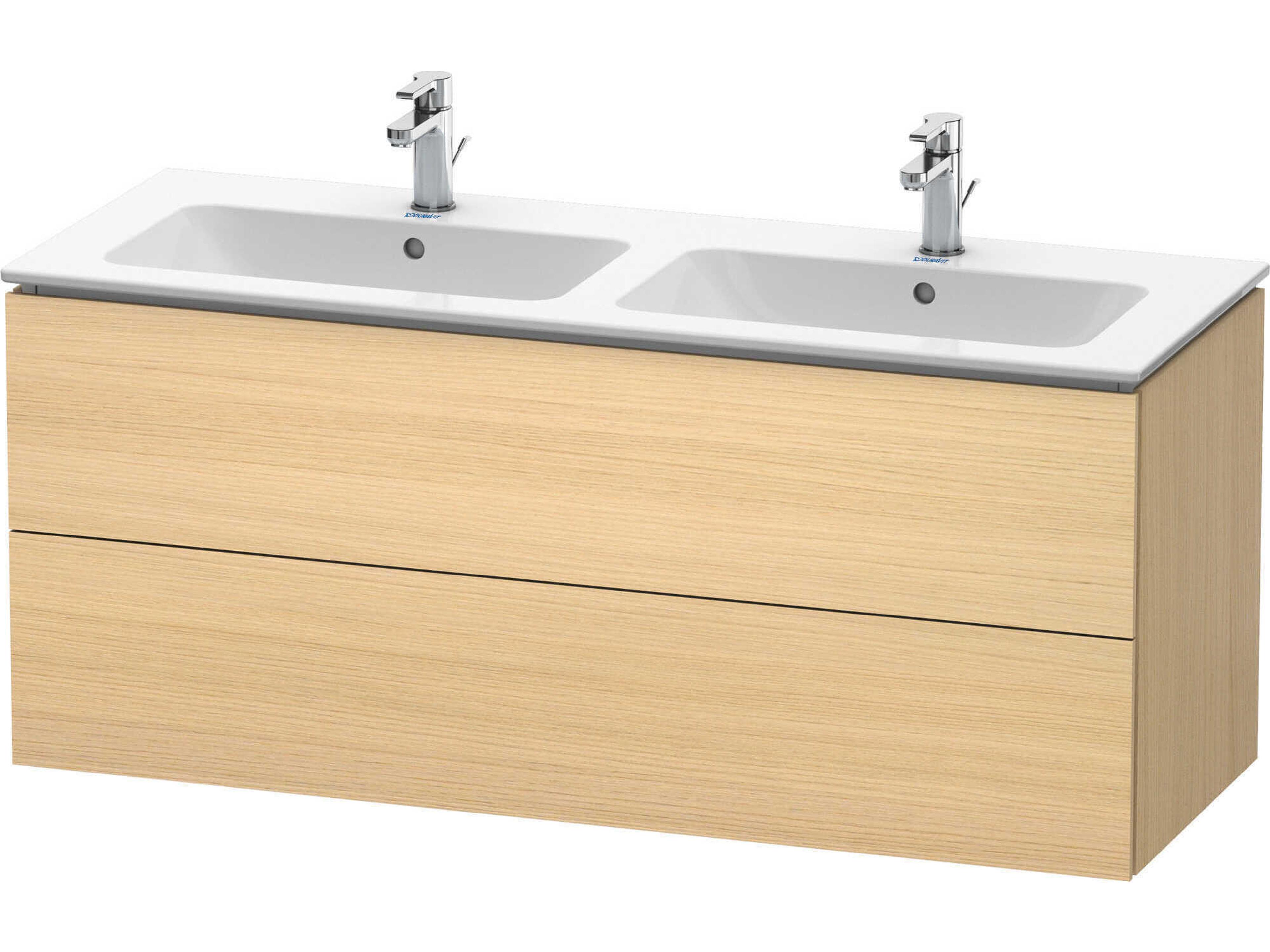 L-cube 51'' Two Drawer Mediterranean Oak Wall-Mounted Vanity Unit