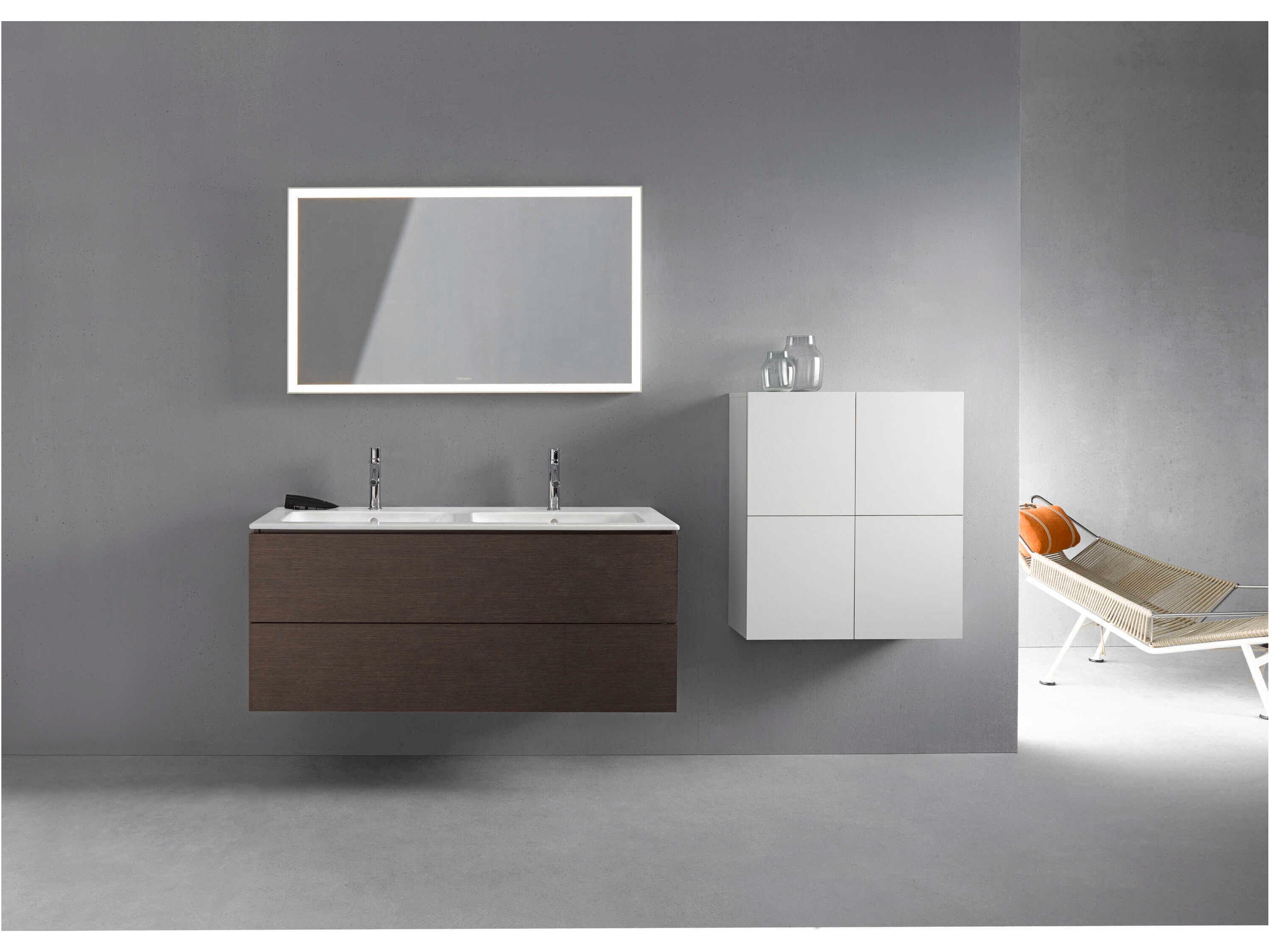 Duravit L-cube 51'' Two Drawer Dark Brushed Oak Matt Wall-Mounted Vanity Unit