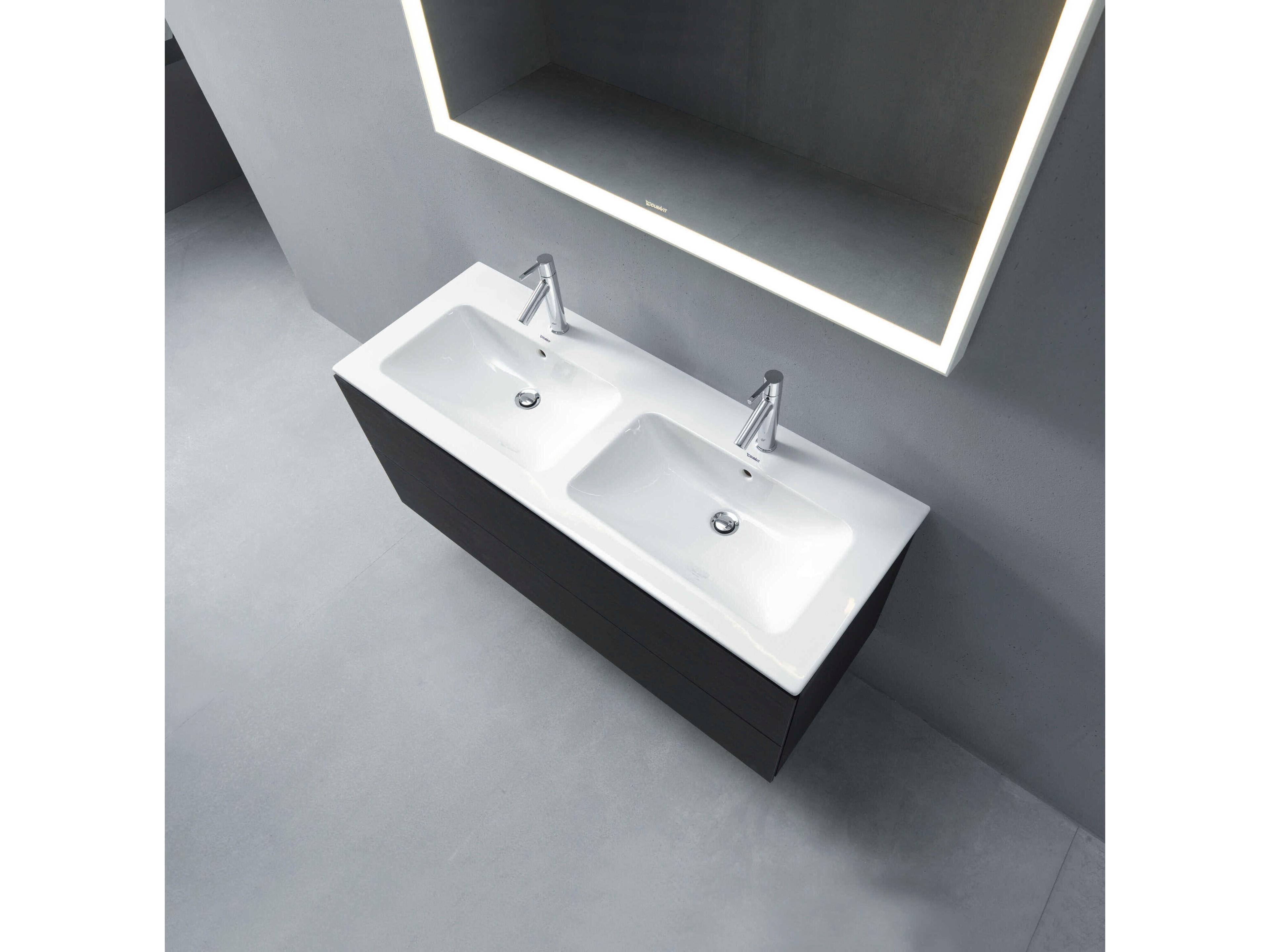 Duravit L-cube 51'' Two Drawer Dark Brushed Oak Matt Wall-Mounted Vanity Unit