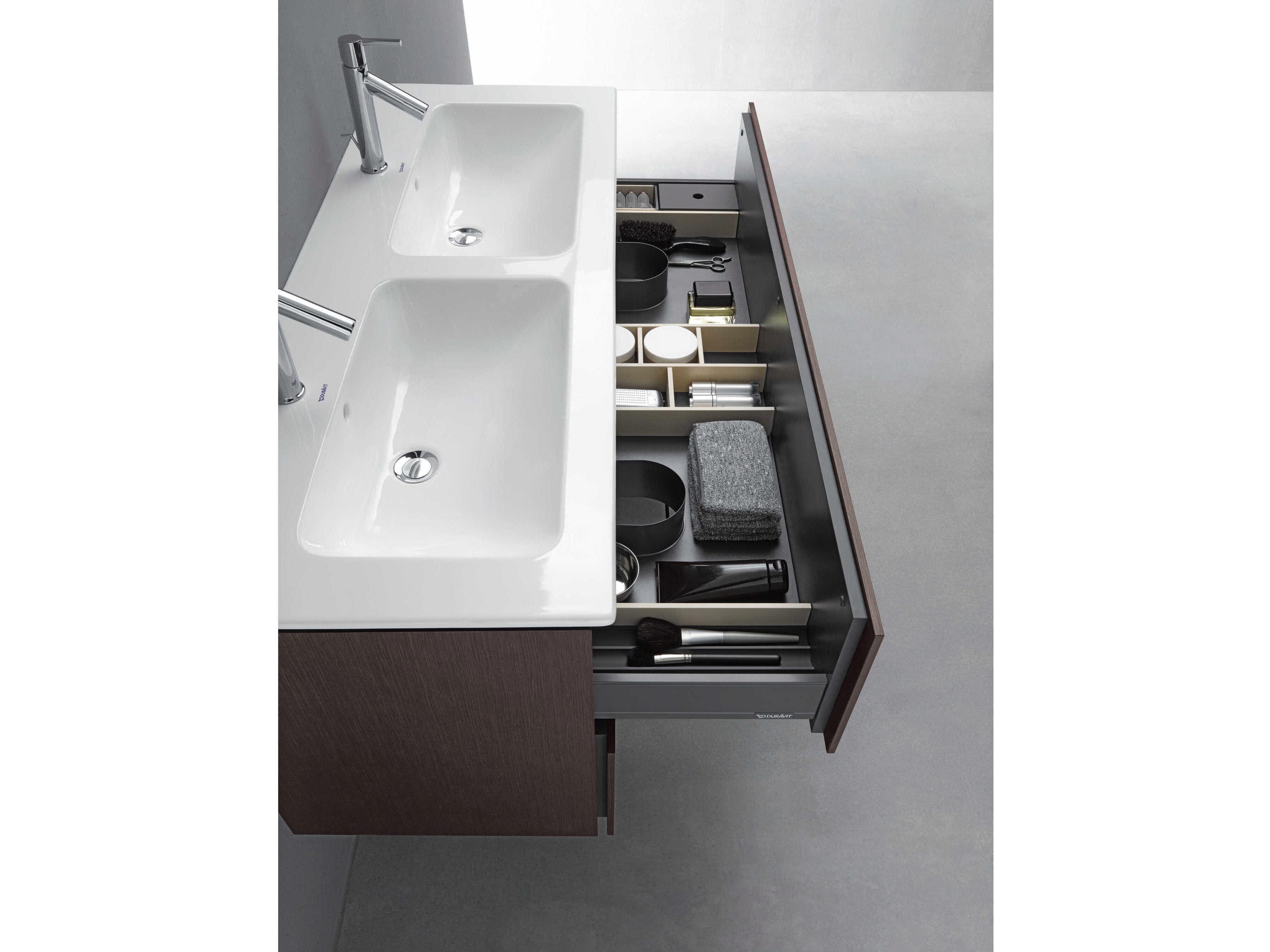 Duravit L-cube 51'' Two Drawer Dark Brushed Oak Matt Wall-Mounted Vanity Unit