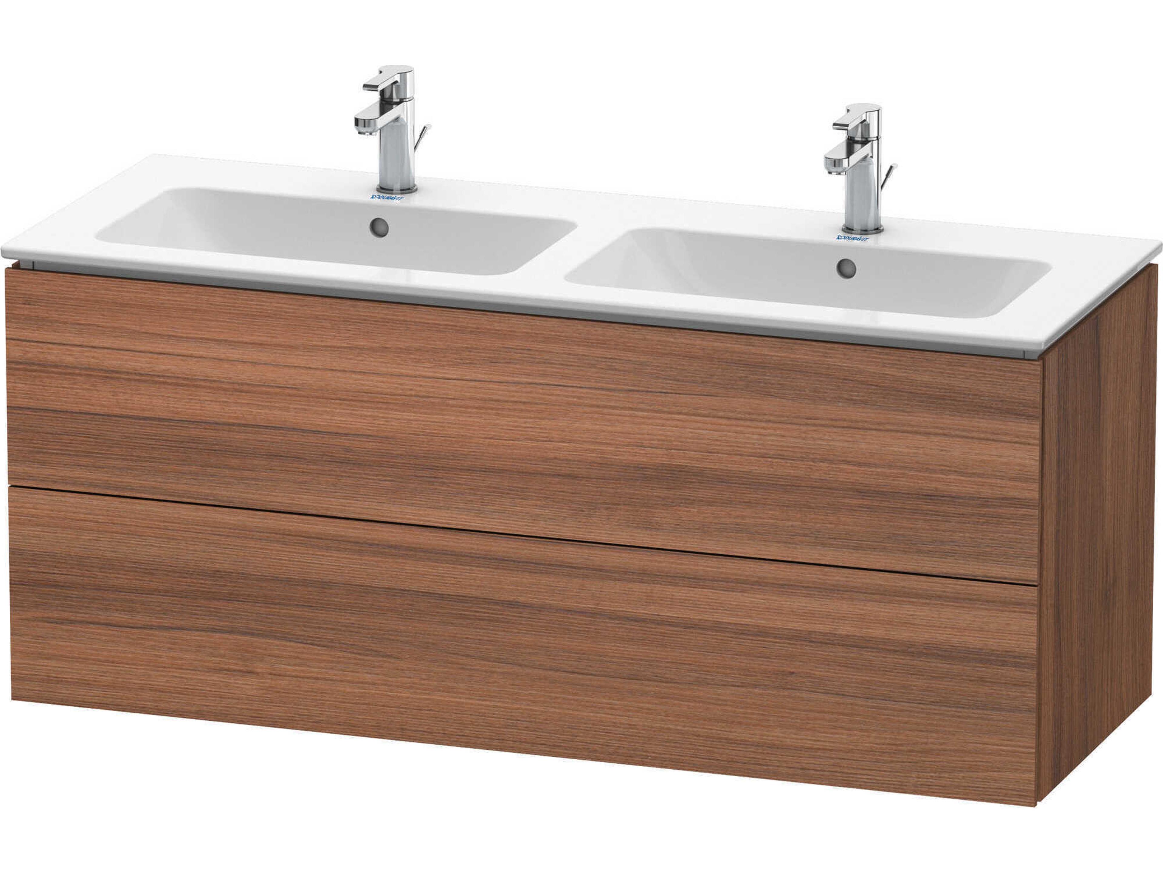 Duravit L-cube 51'' Two Drawer Walnut Matt Wall-Mounted Vanity Unit