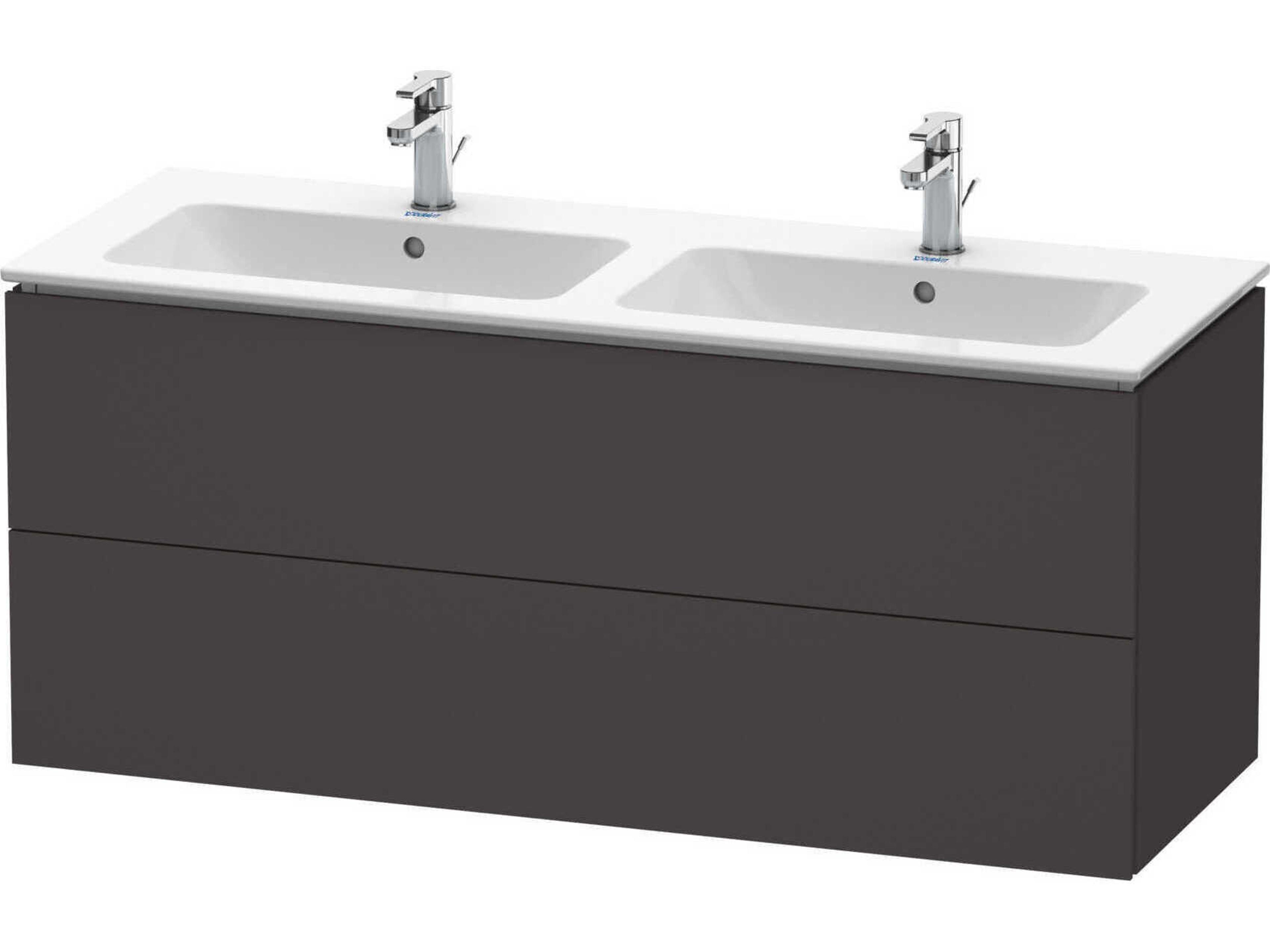 L-cube 51'' Two Drawer Graphite Super Matt Wall-Mounted Vanity Unit