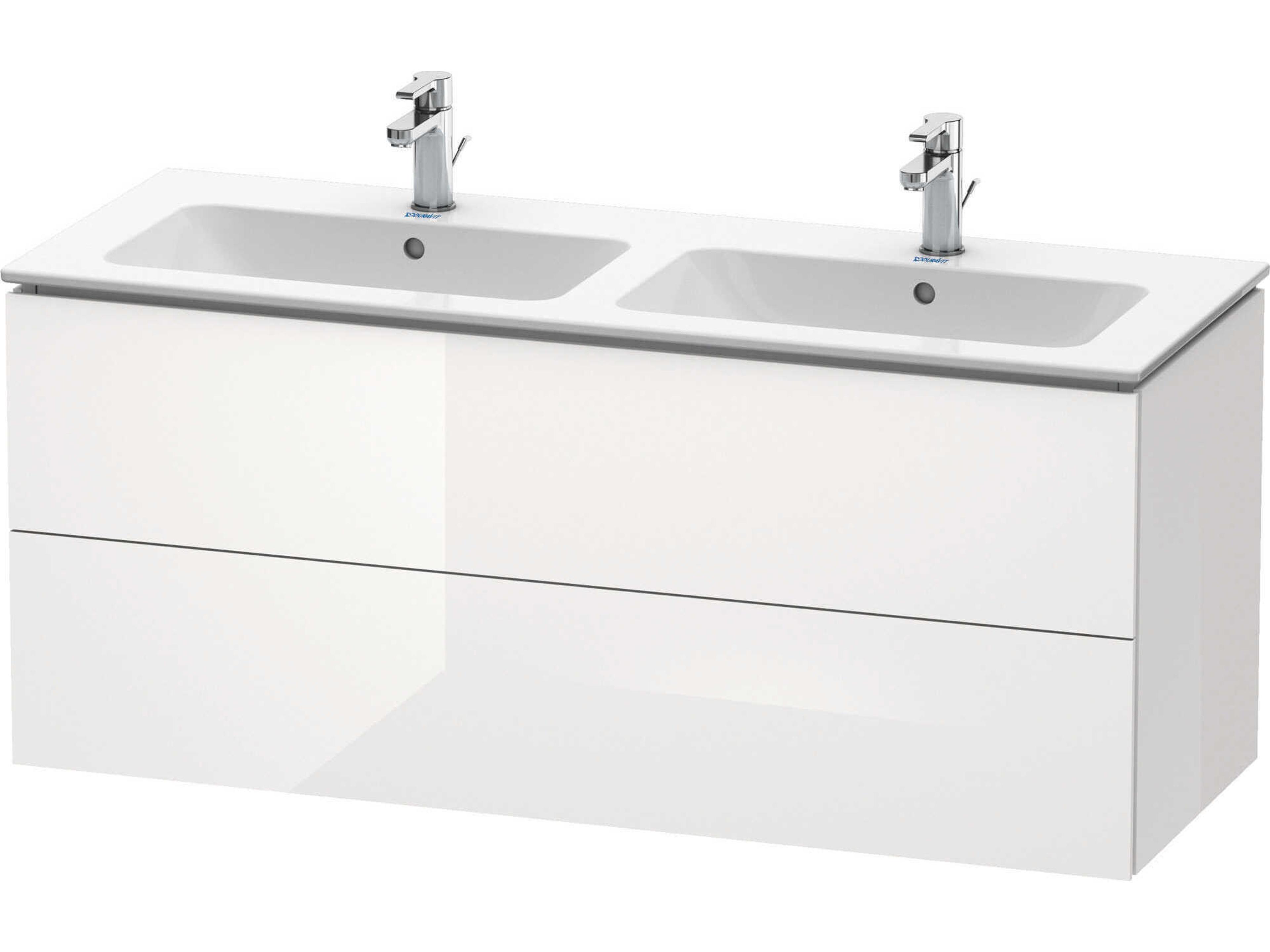 L-cube 51'' Two Drawer White High Gloss (Lacquer) Wall-Mounted Vanity Unit