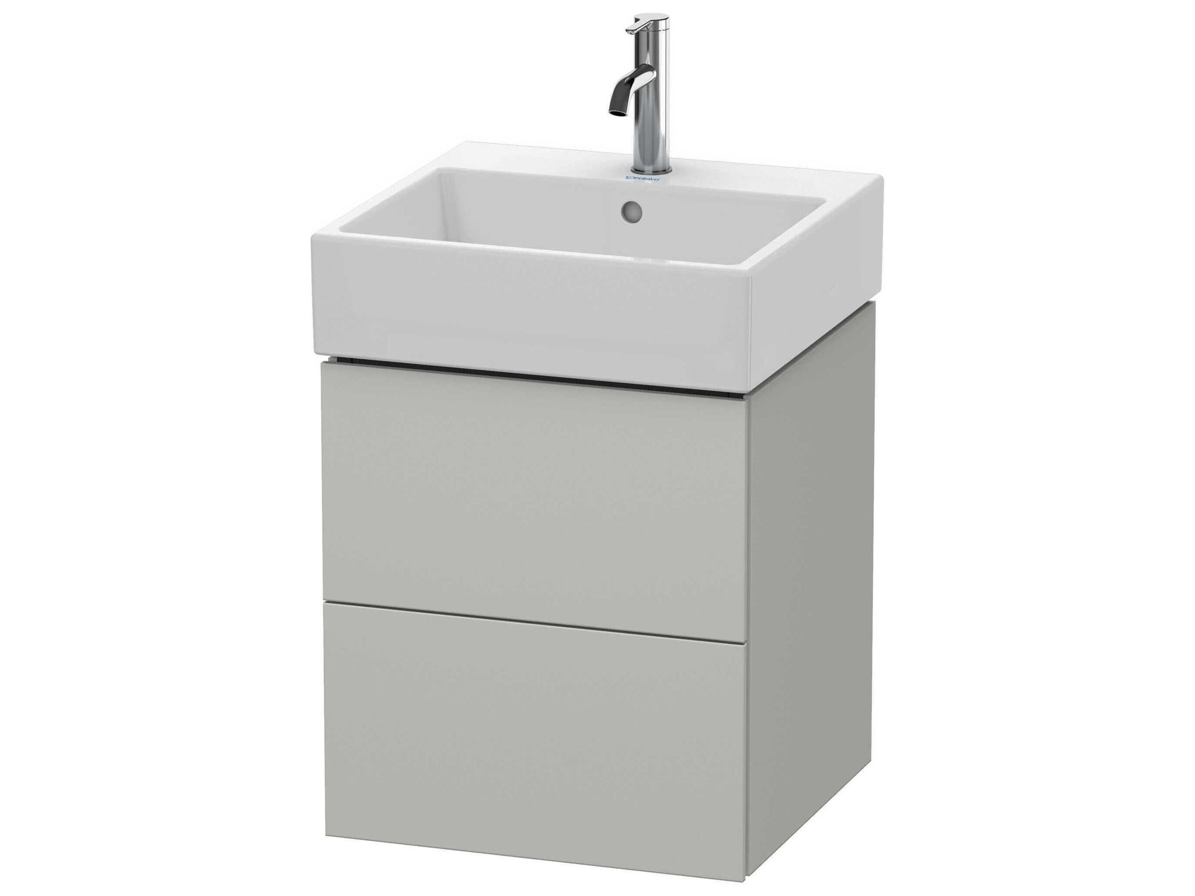 L-cube 19'' Two Drawer Concrete Gray Matt Wall-Mounted Vanity Unit