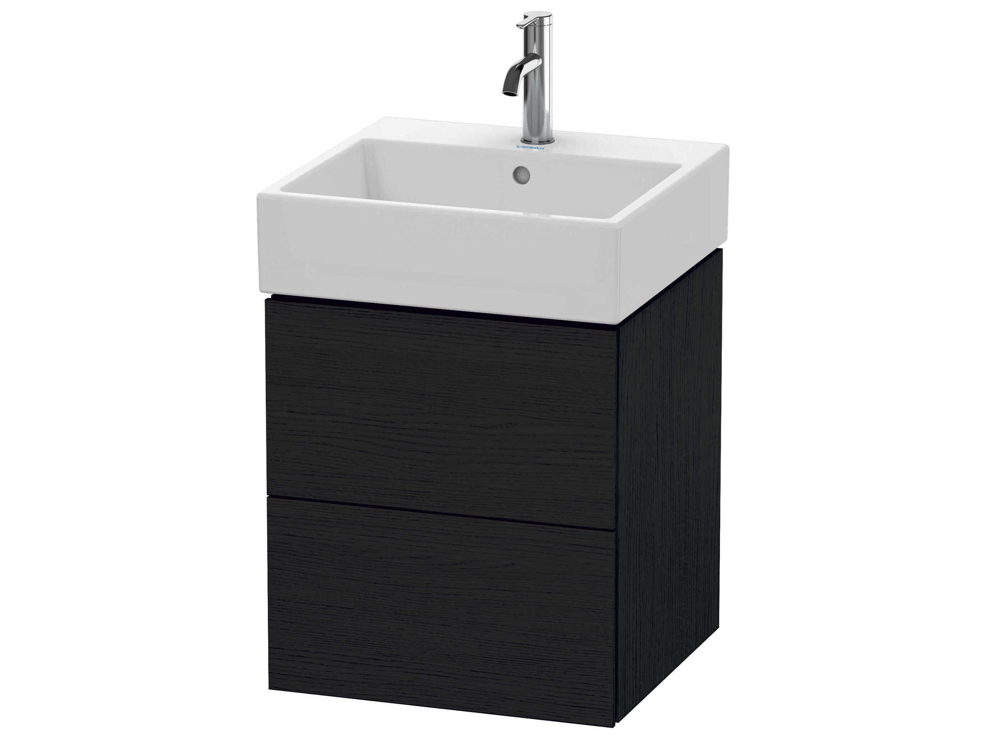 L-cube 19'' Two Drawer Black Oak Matt Wall-Mounted Vanity Unit