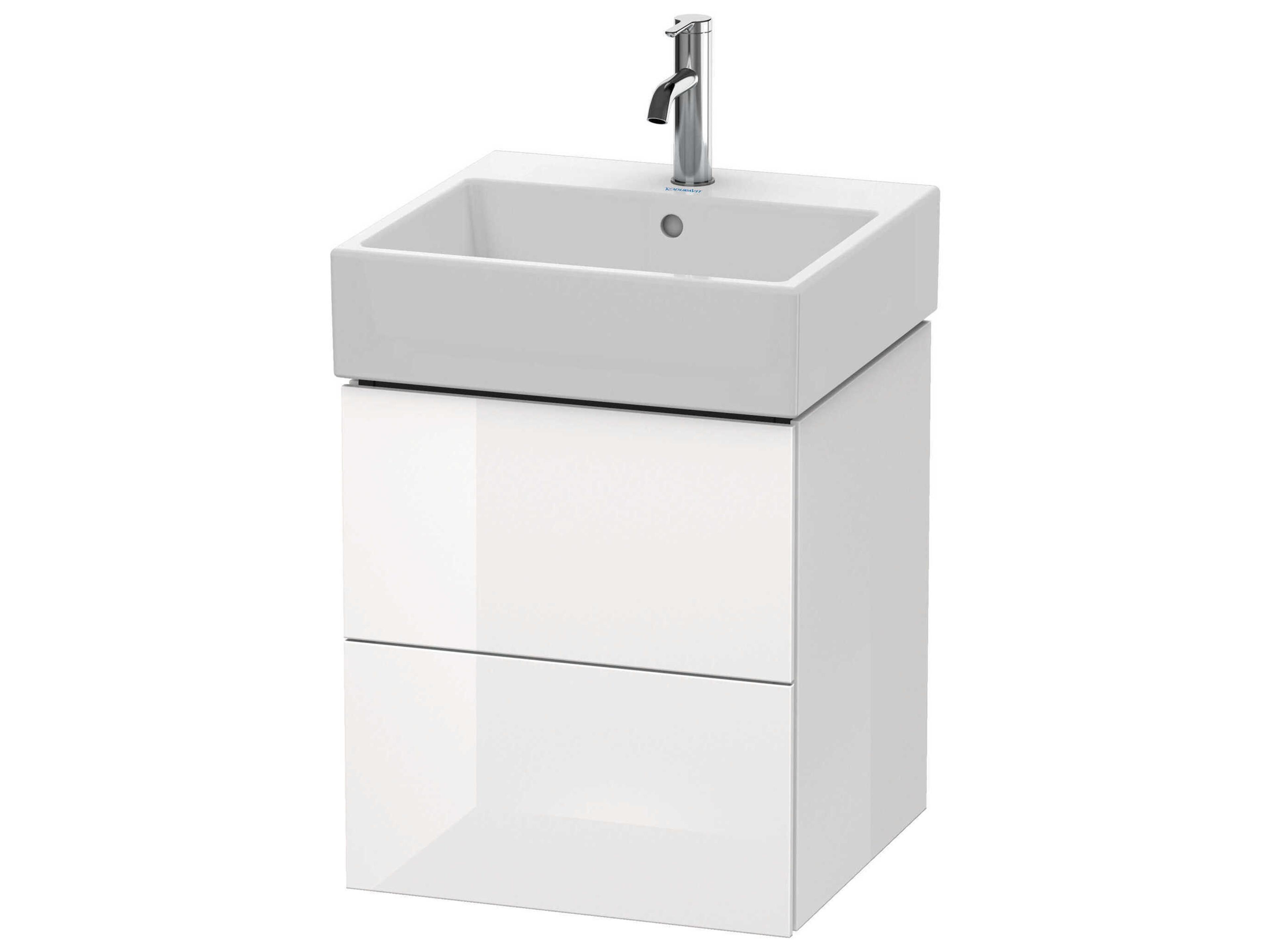 L-cube 19'' Two Drawer White High Gloss Wall-Mounted Vanity Unit
