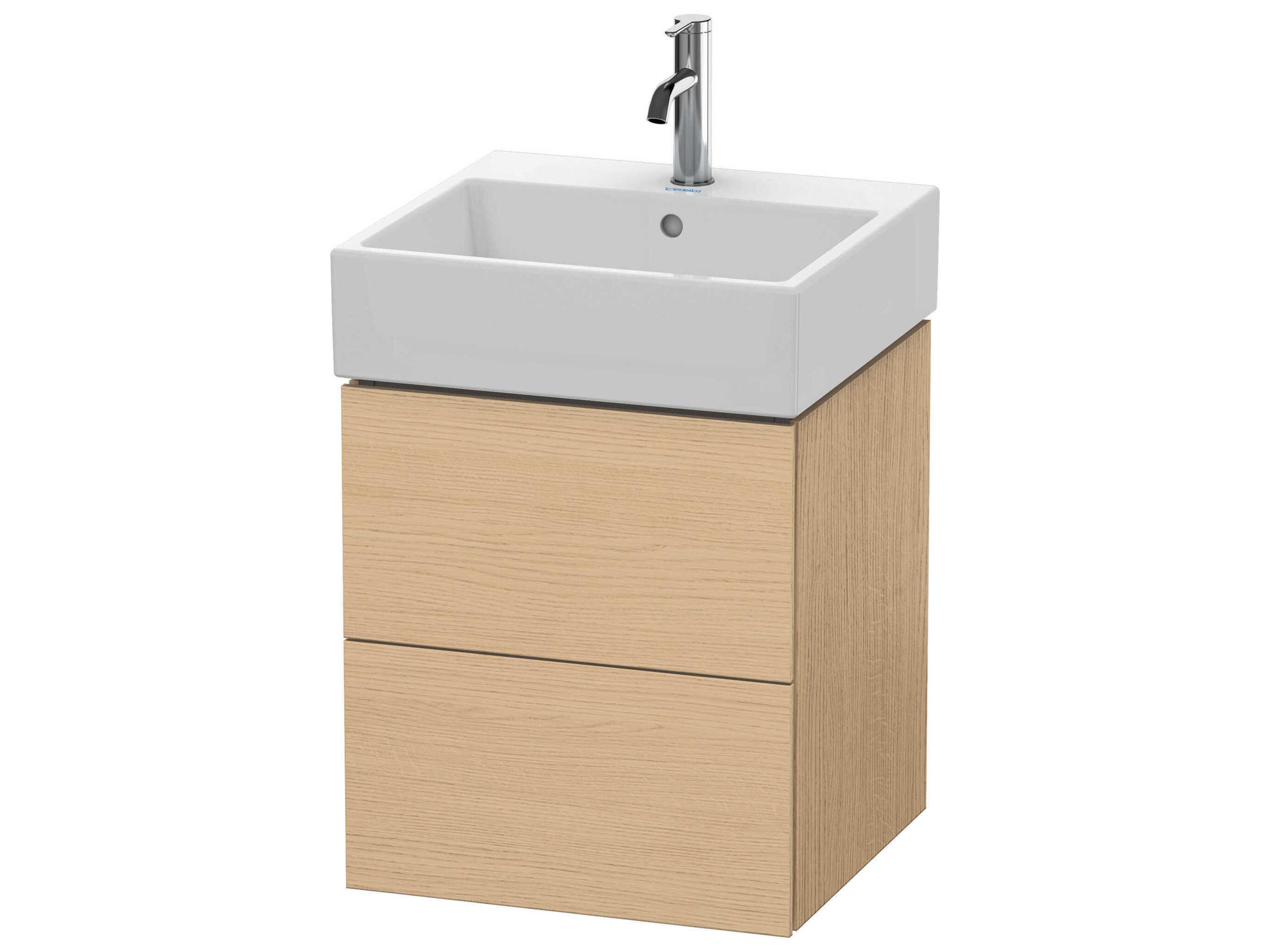 L-cube 19'' Two Drawer Natural Oak Matt Wall-Mounted Vanity Unit
